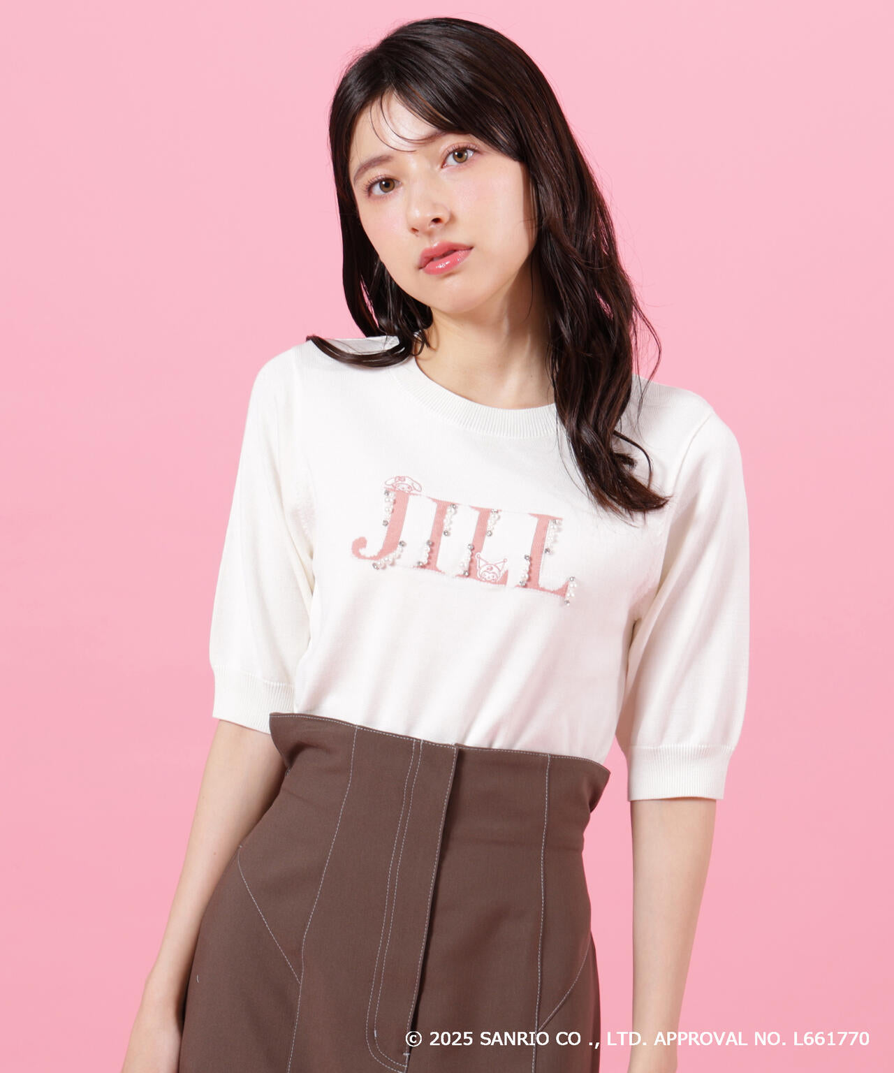 <マイメロディ&クロミコラボ>ロゴジャガードニット