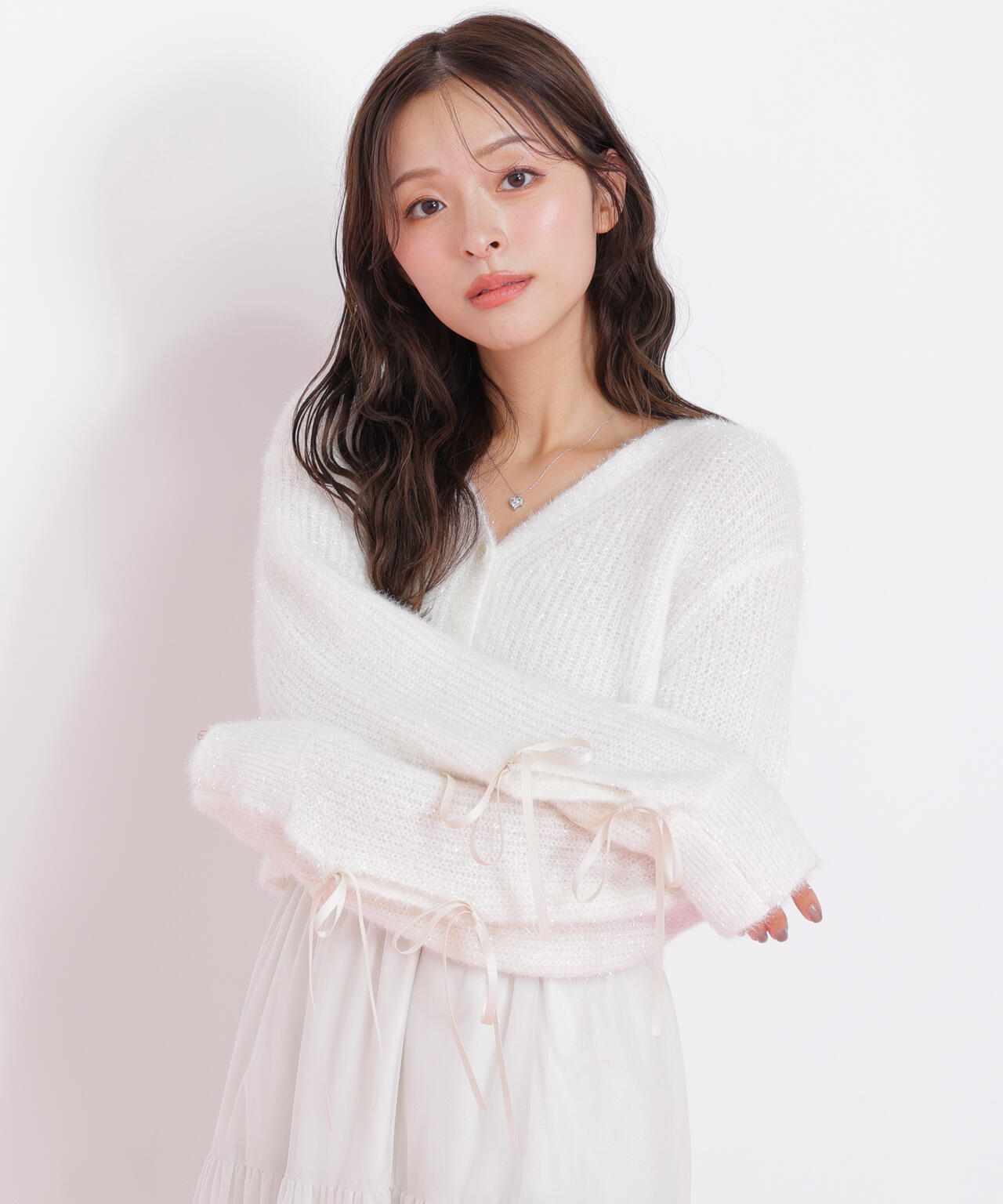 フィルムフェザーヤーンカーディガン