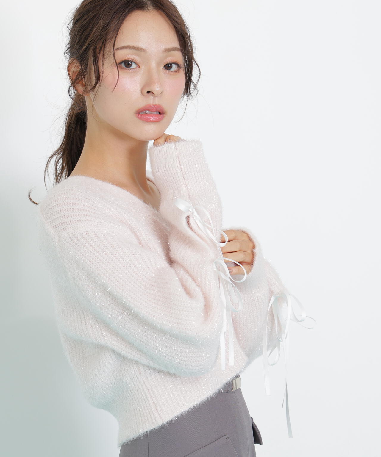 フィルムフェザーヤーンカーディガン