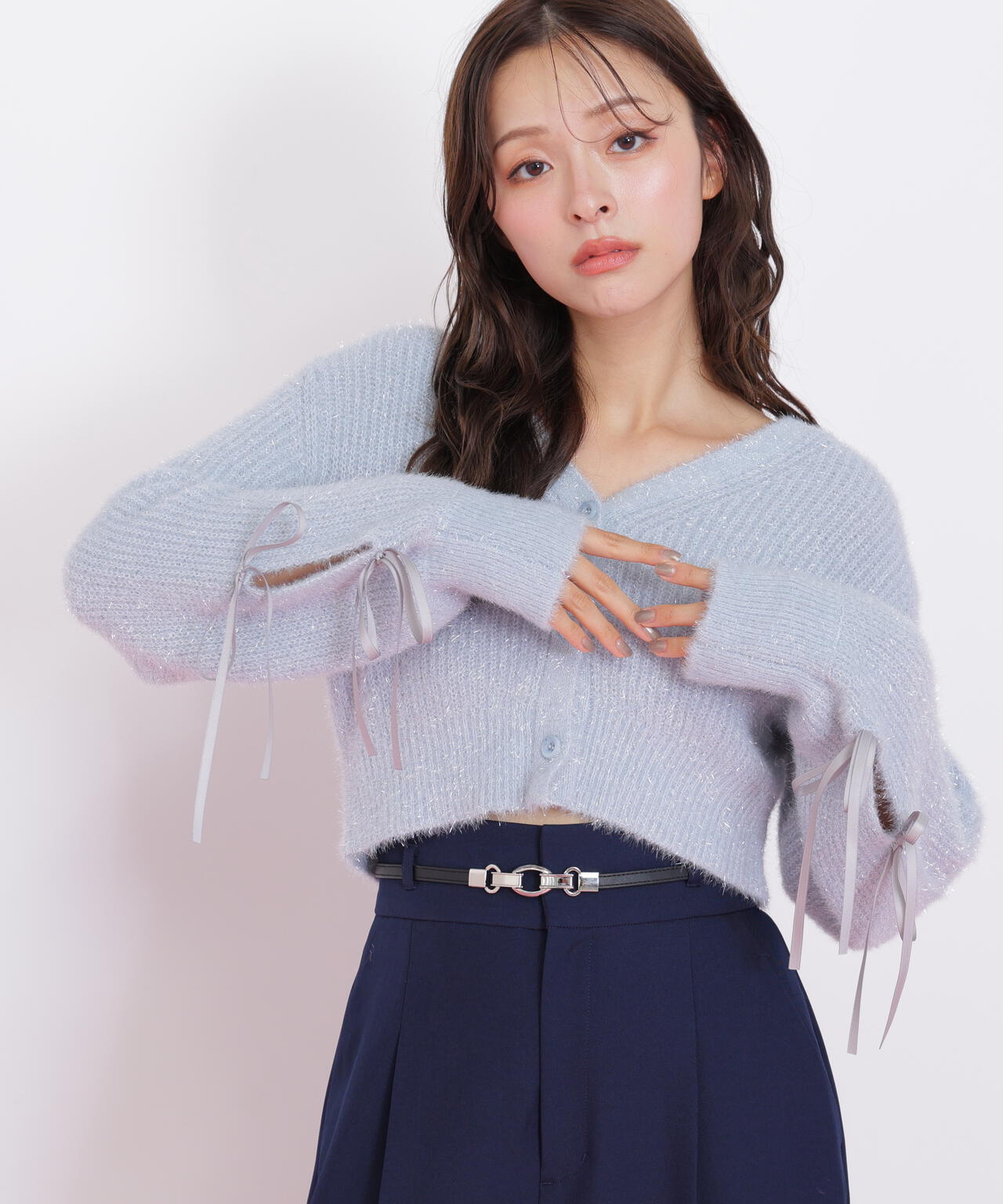 フィルムフェザーヤーンカーディガン