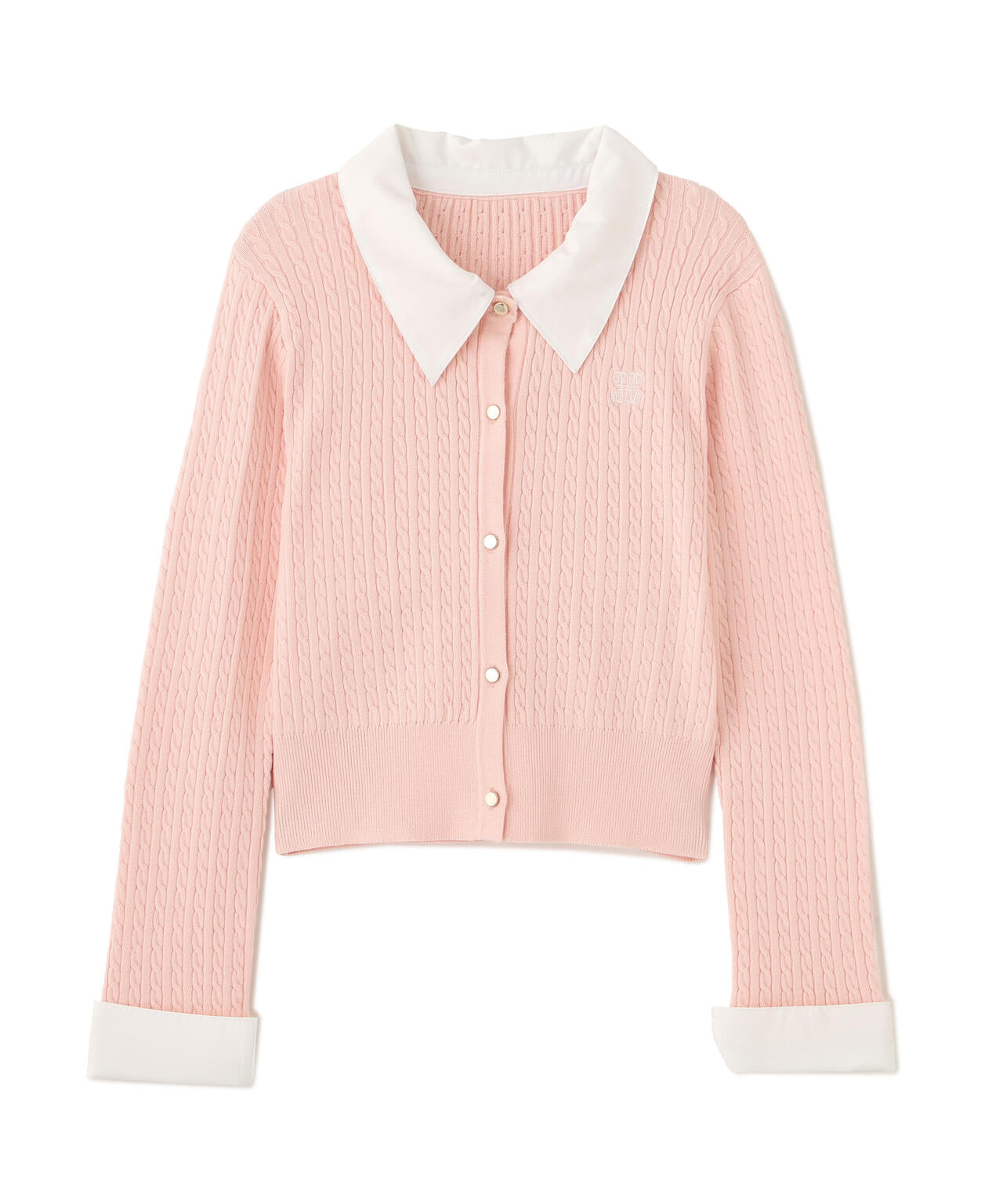 衿付きミニケーブルカーディガン