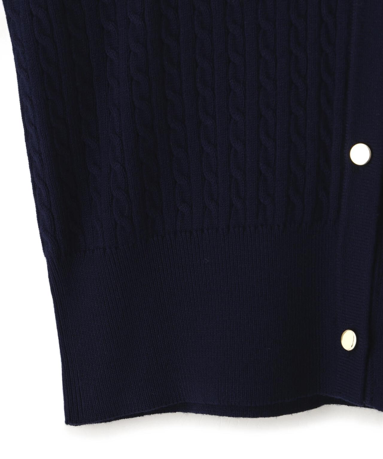 衿付きミニケーブルカーディガン