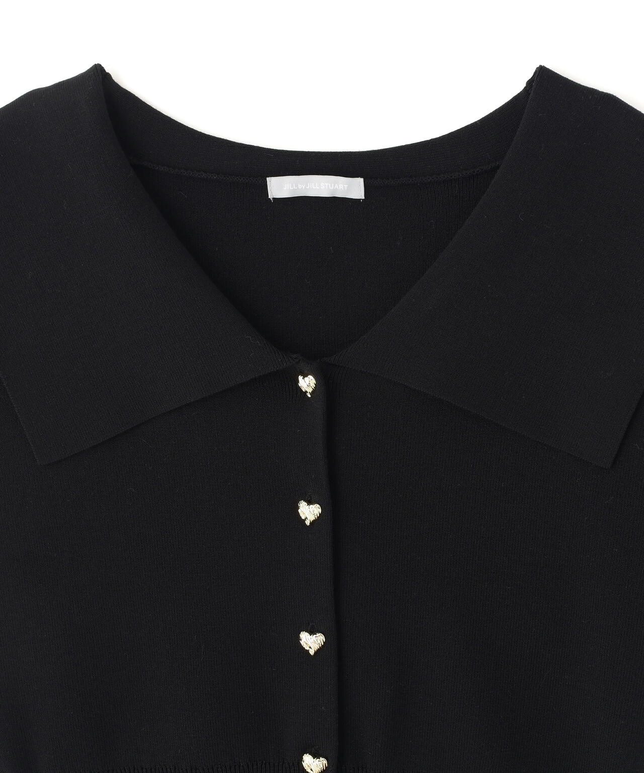 半袖ビッグカラーデザイン釦ニット