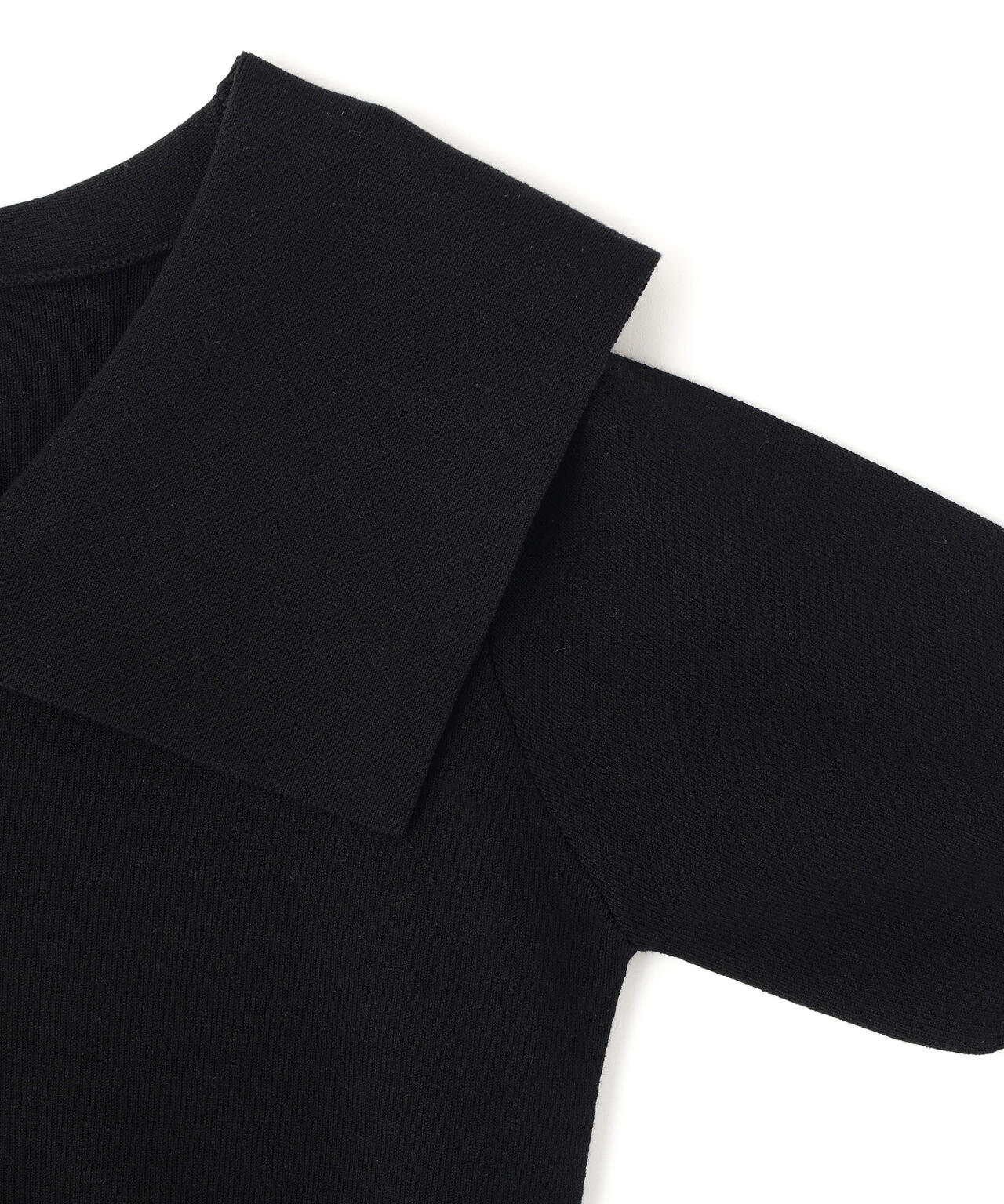 半袖ビッグカラーデザイン釦ニット