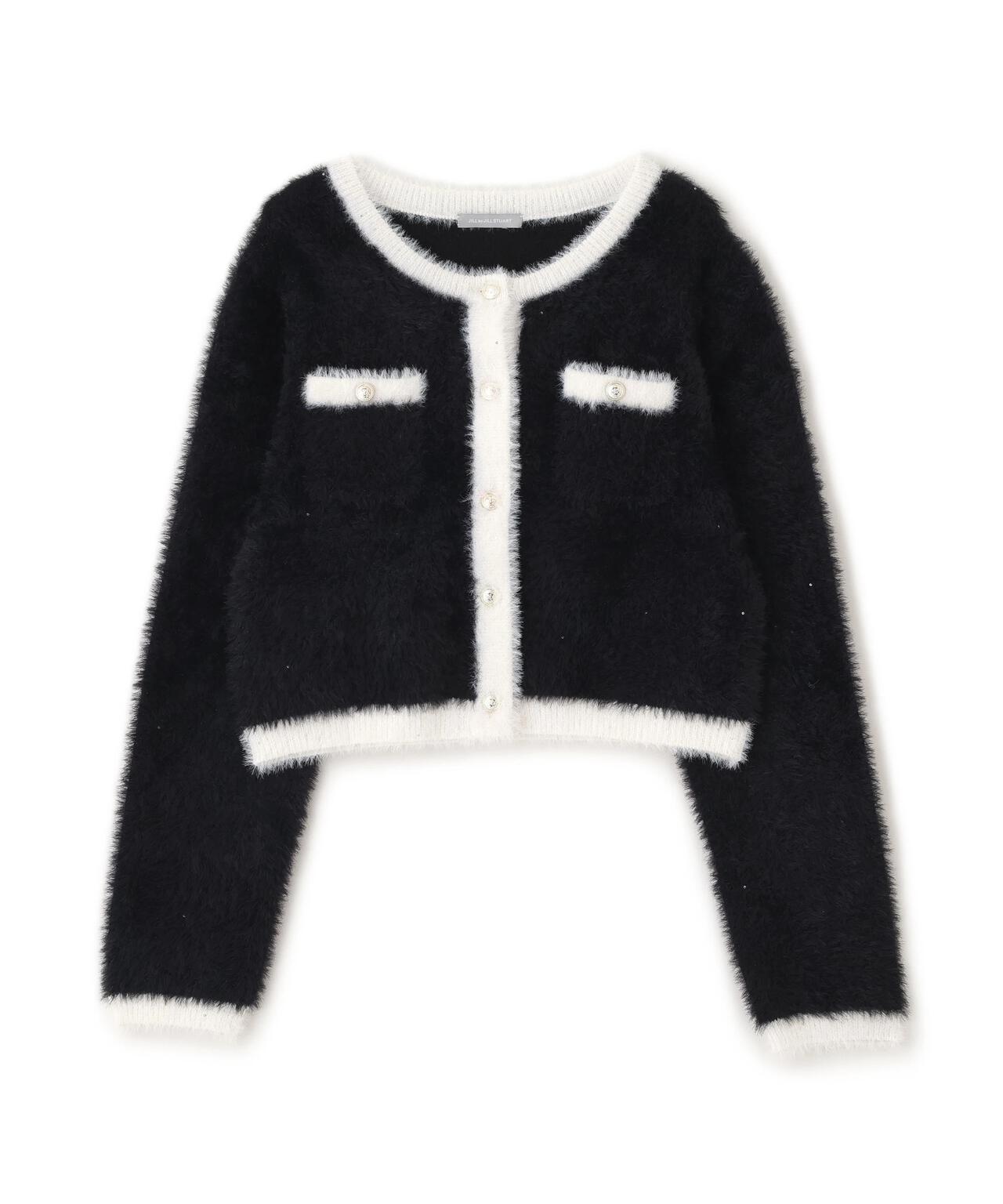 スパンコールフェザーニットジャケット