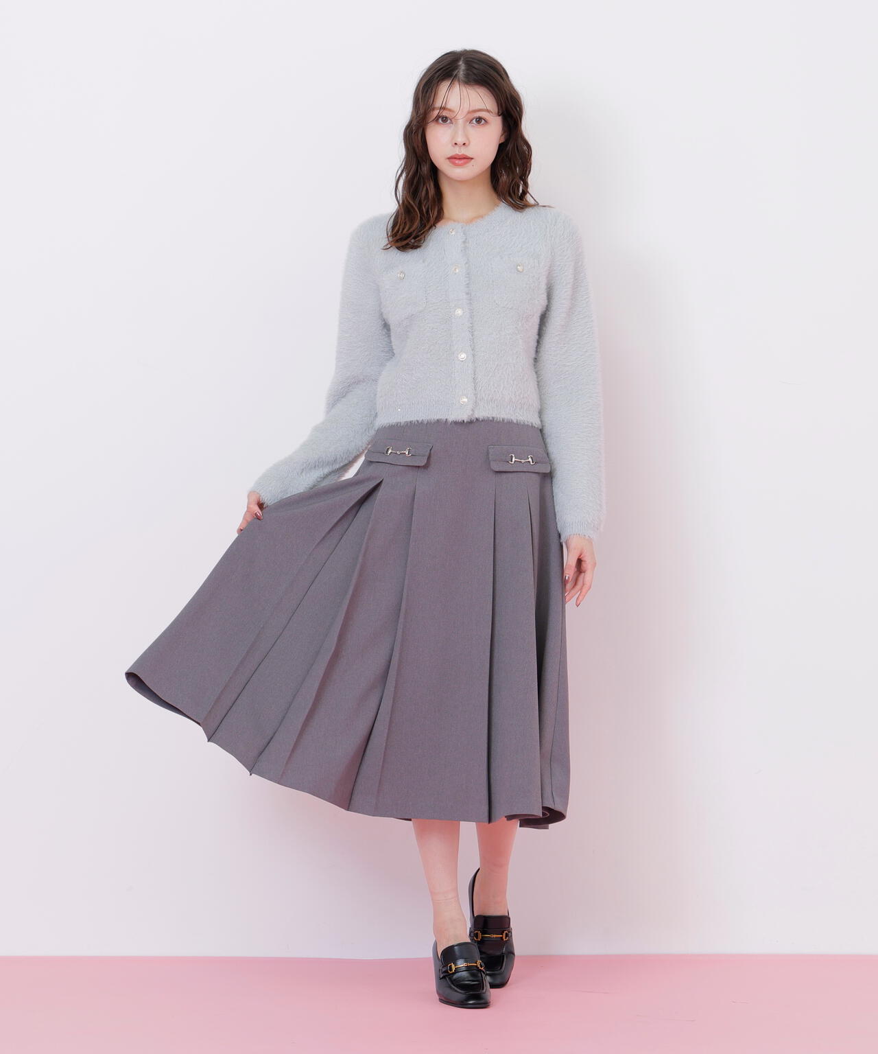 スパンコールフェザーニットジャケット