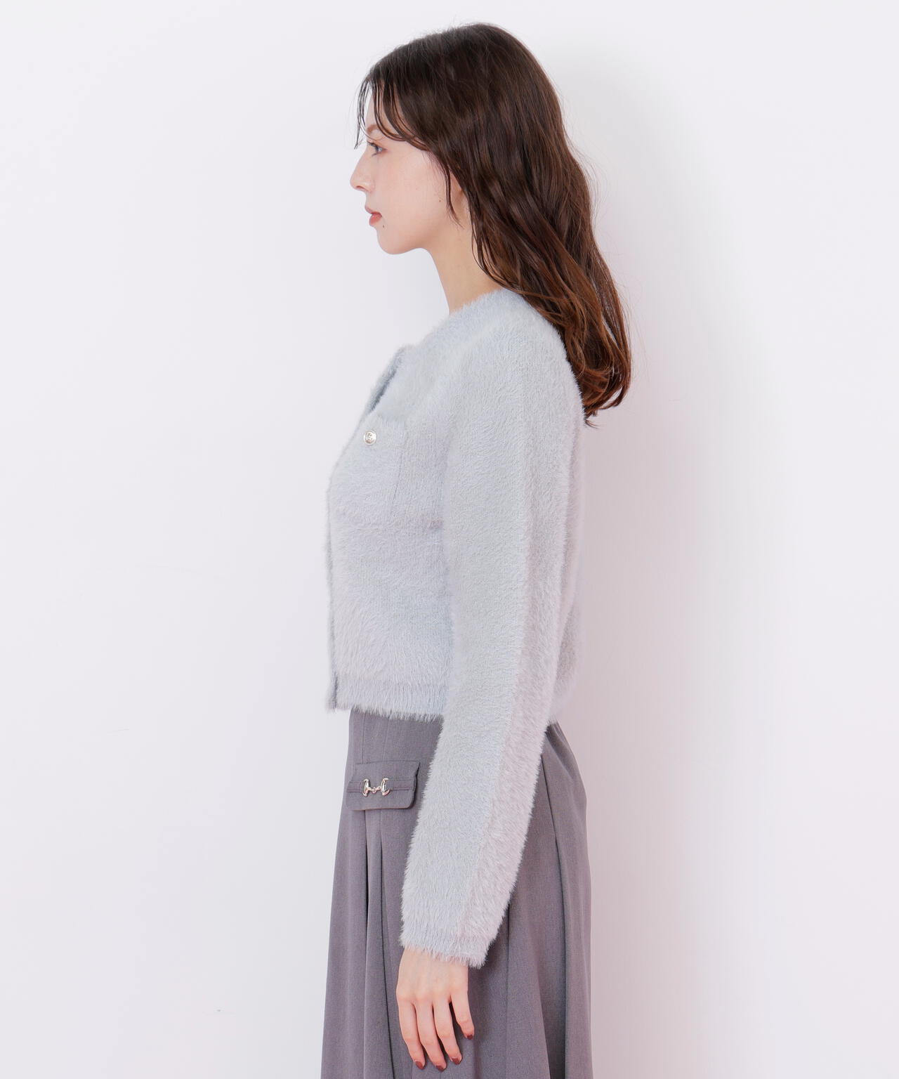 スパンコールフェザーニットジャケット