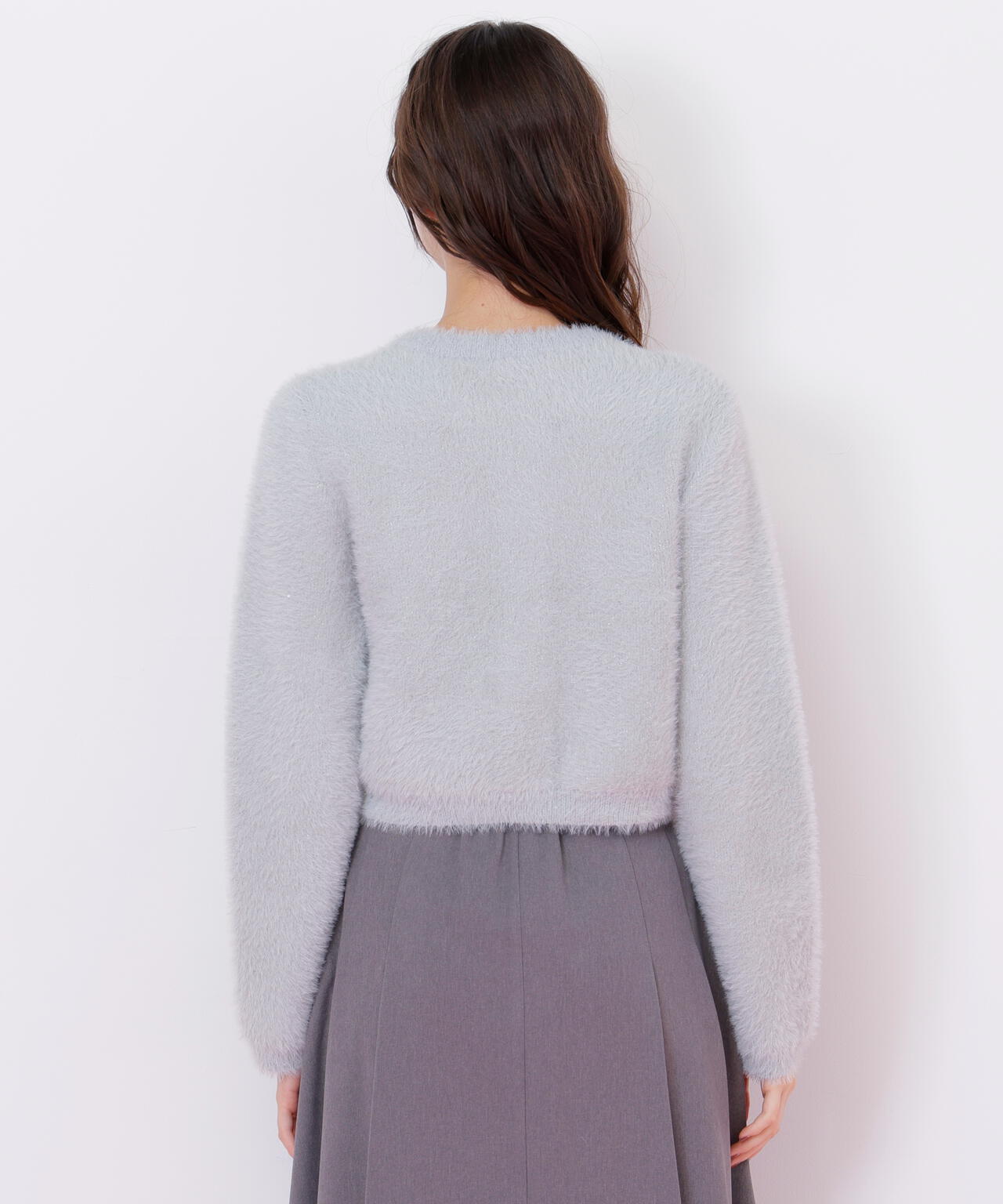 スパンコールフェザーニットジャケット