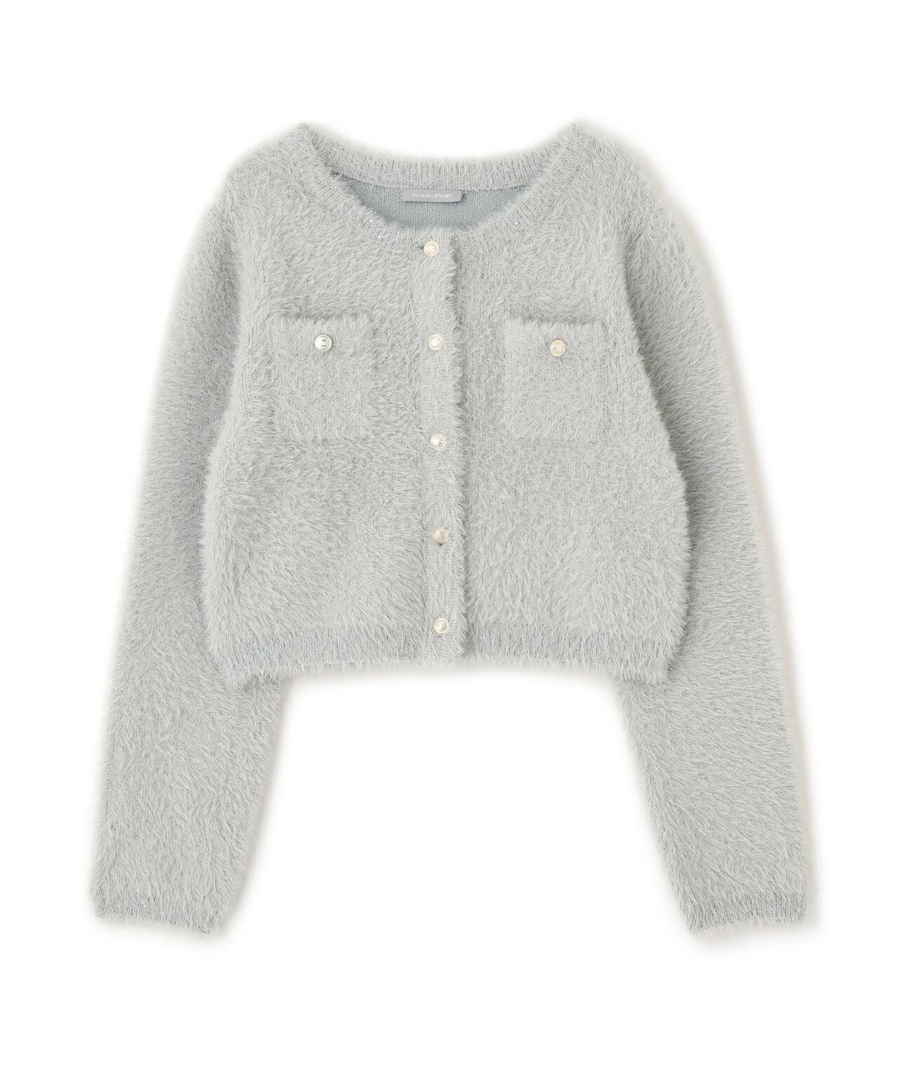 スパンコールフェザーニットジャケット