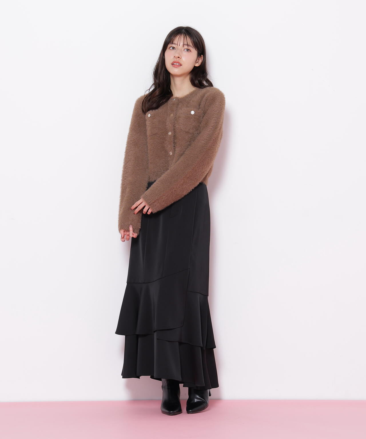 スパンコールフェザーニットジャケット