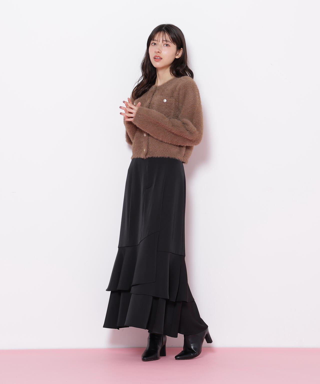 スパンコールフェザーニットジャケット