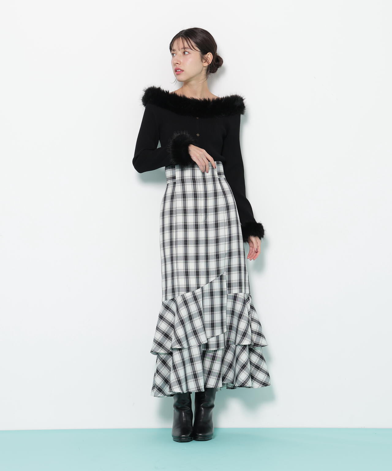 フェイクファートリムニット