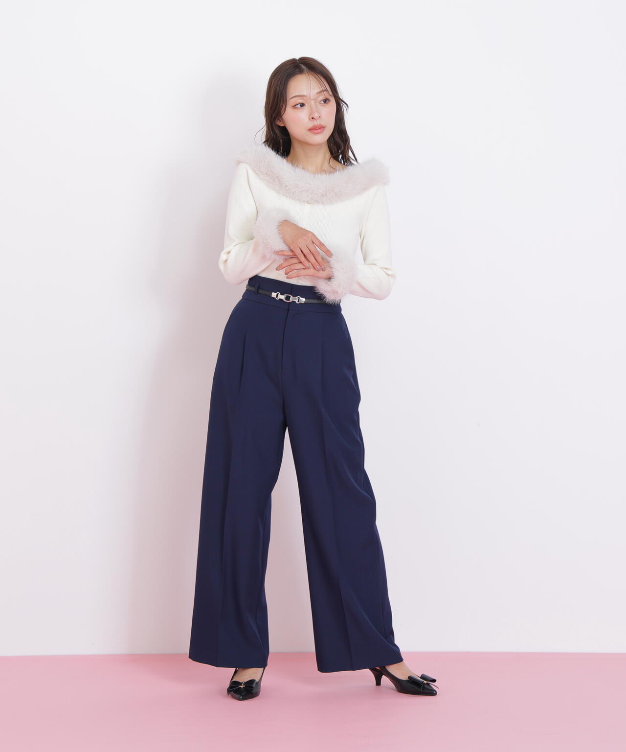 フェイクファートリムニット