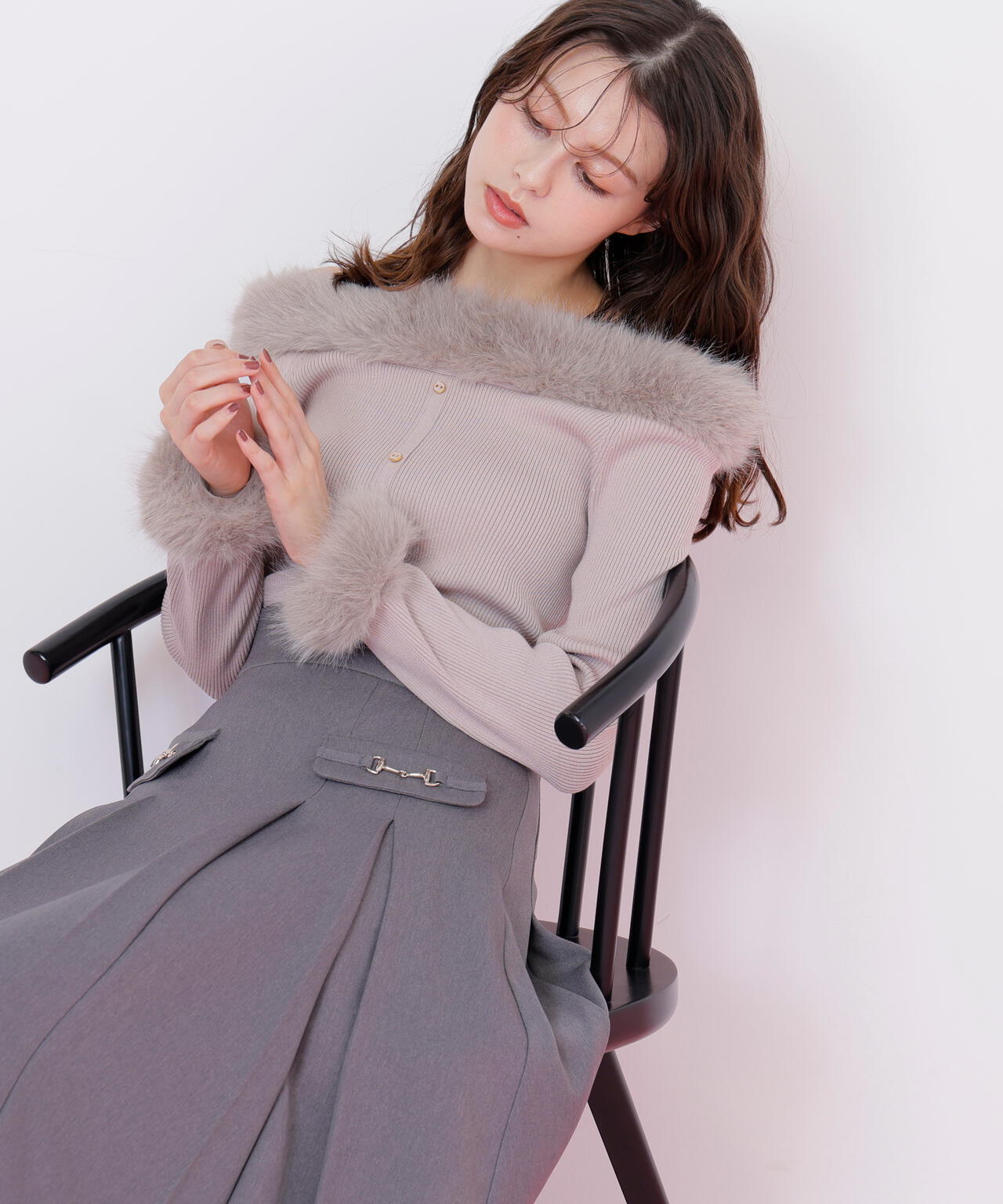 フェイクファートリムニット