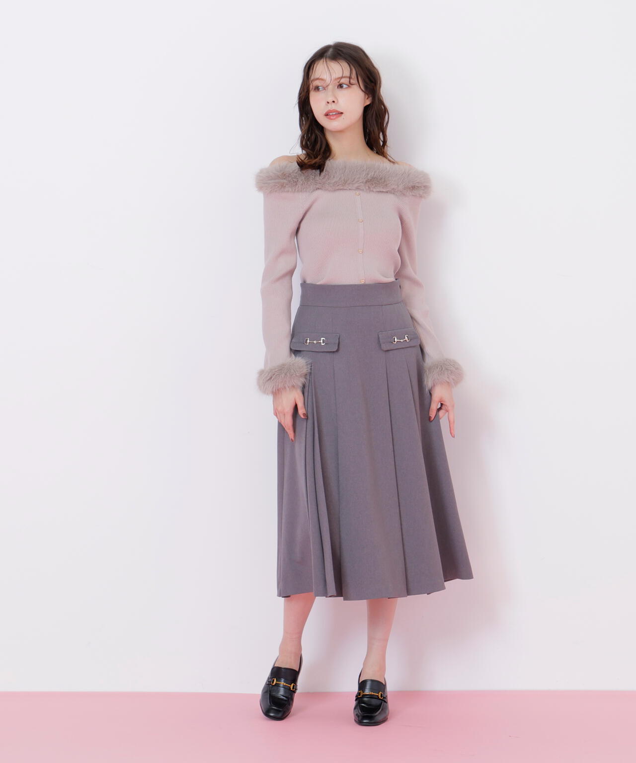 フェイクファートリムニット