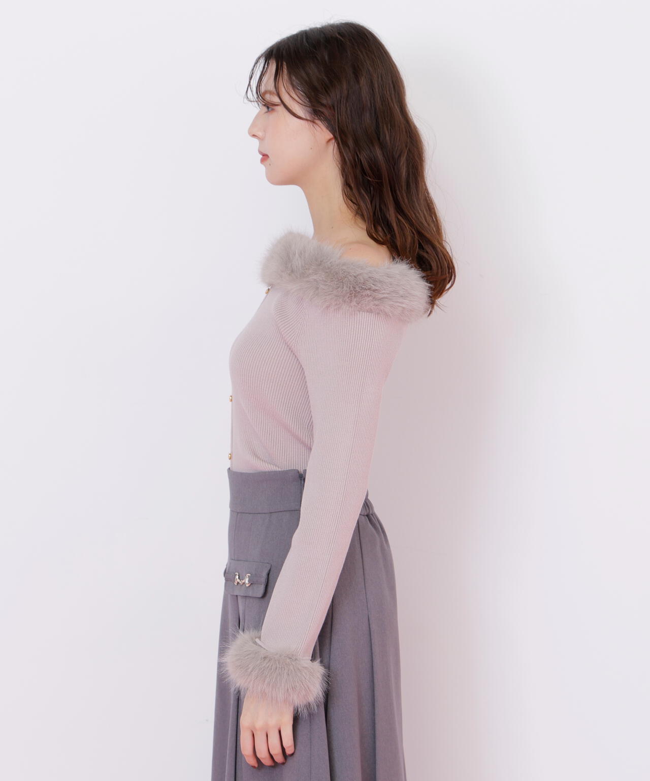 フェイクファートリムニット