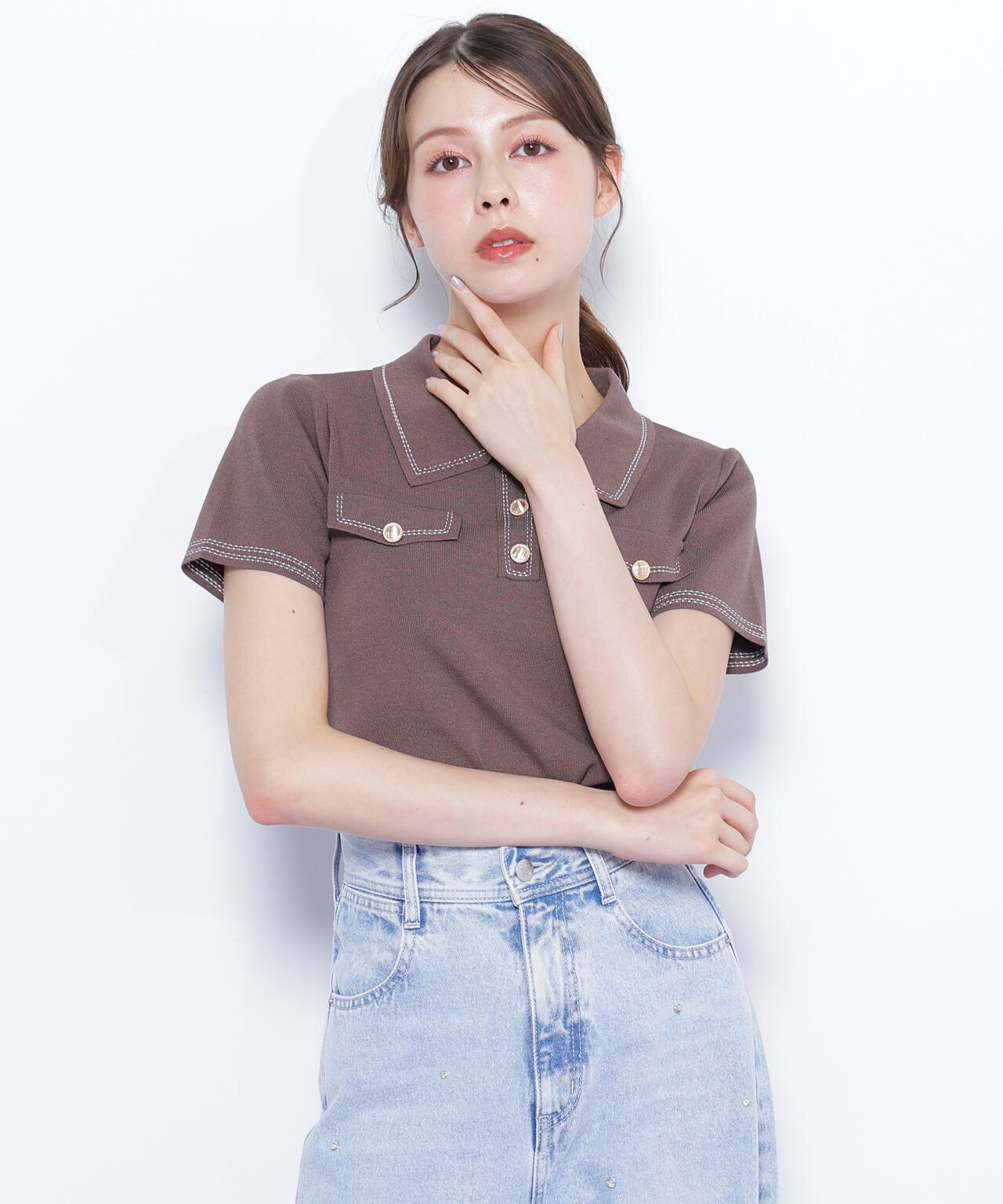 ステッチポロニット