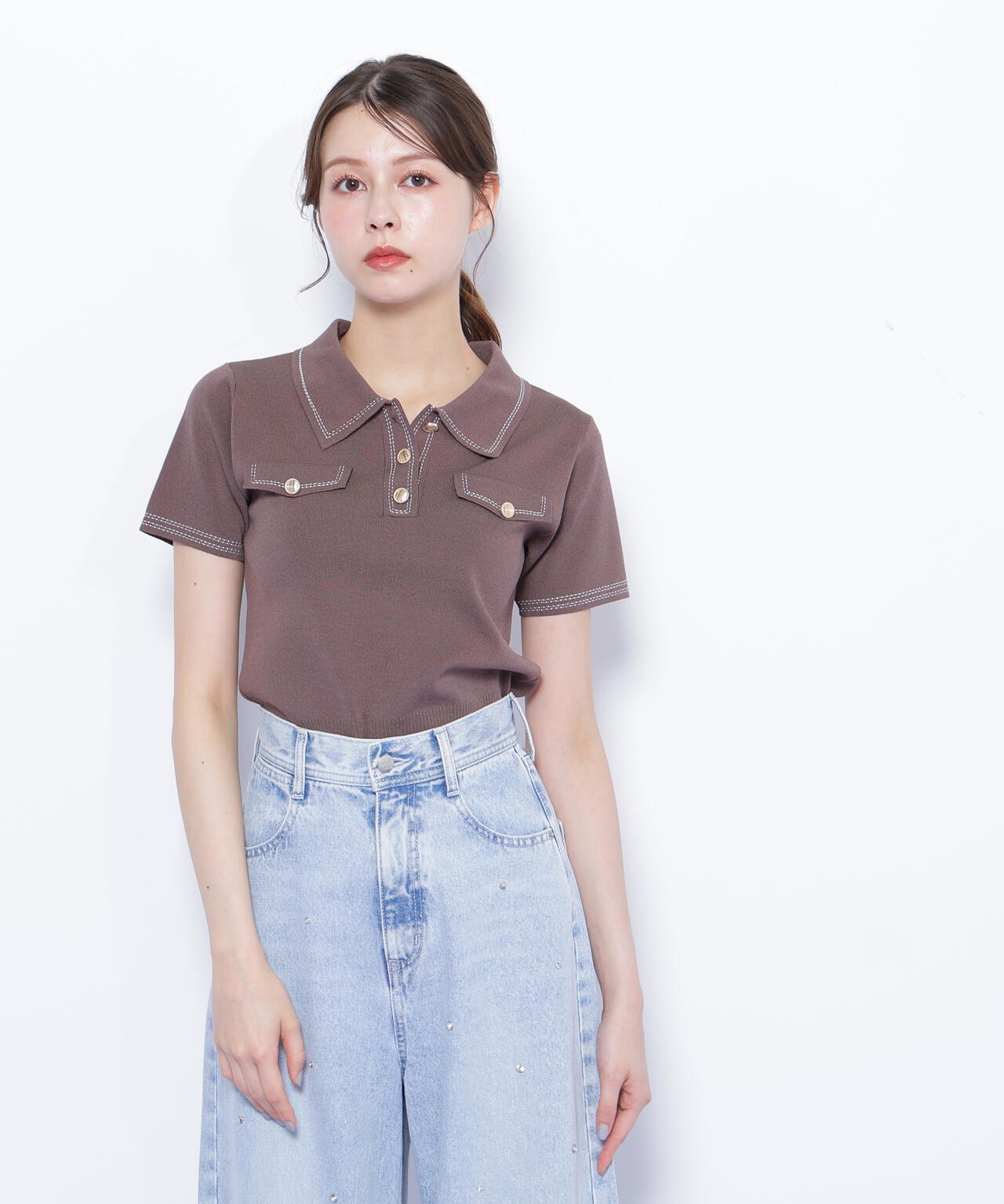 ステッチポロニット