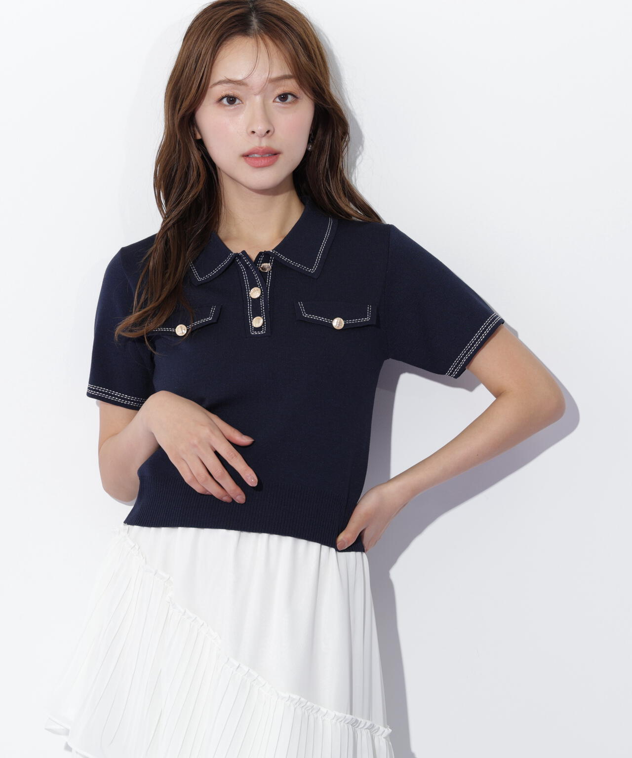 ステッチポロニット