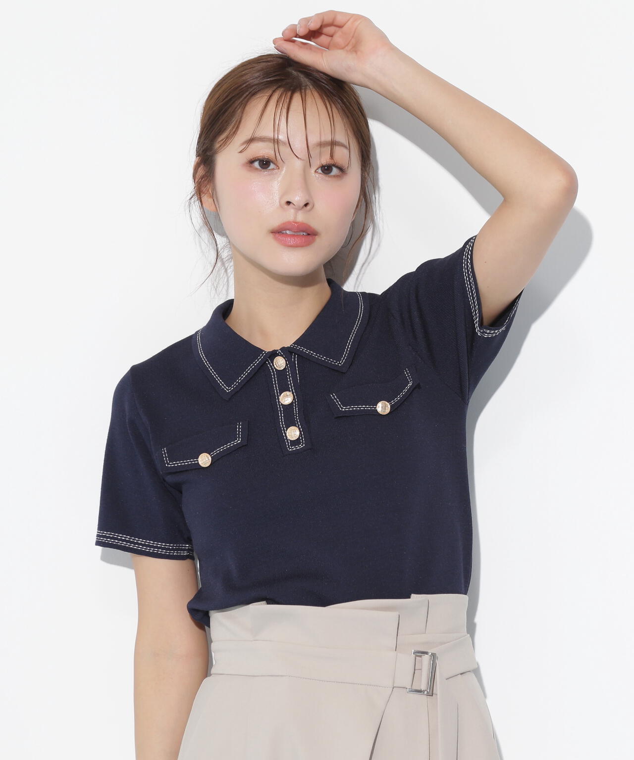 ステッチポロニット