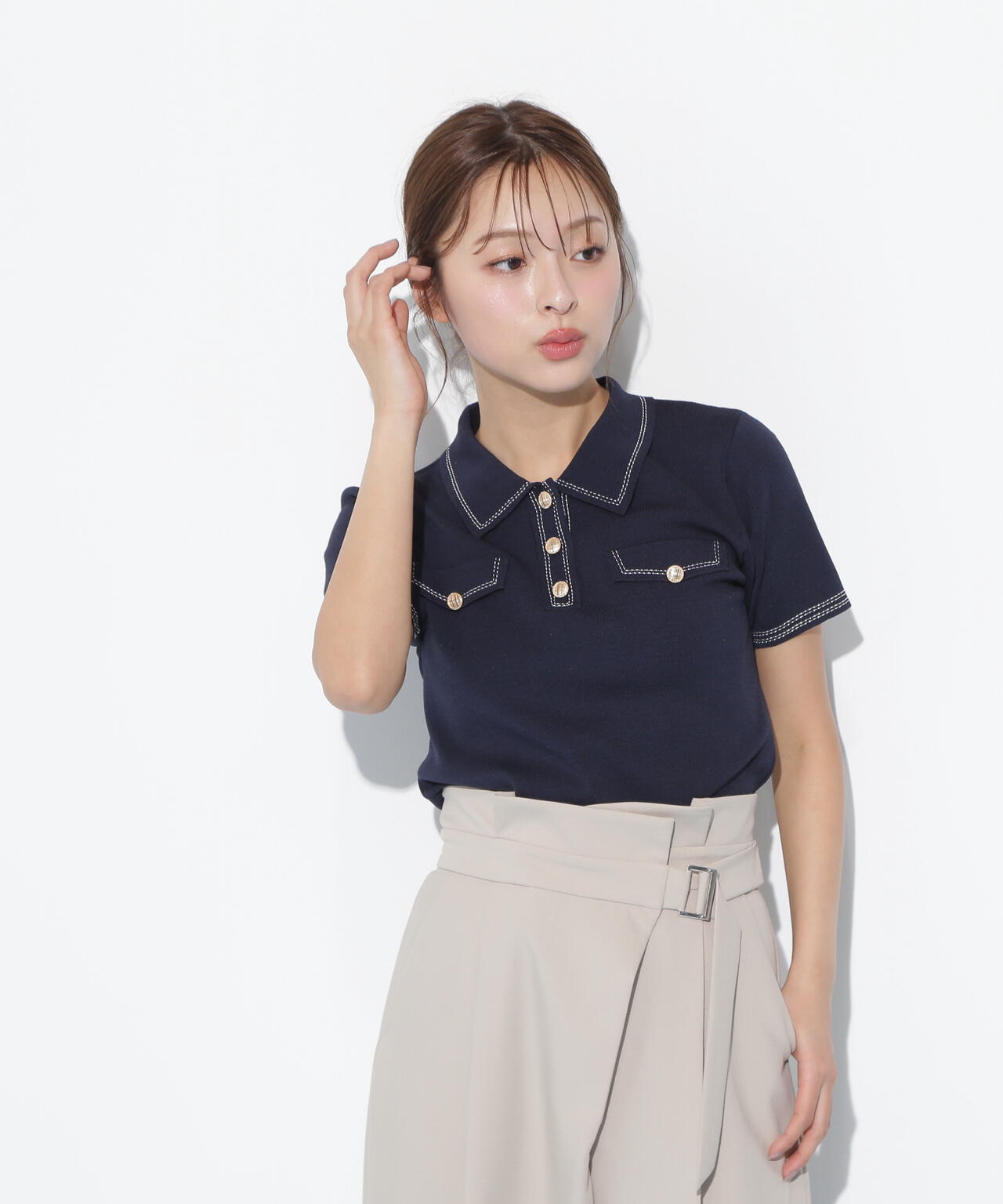 ステッチポロニット