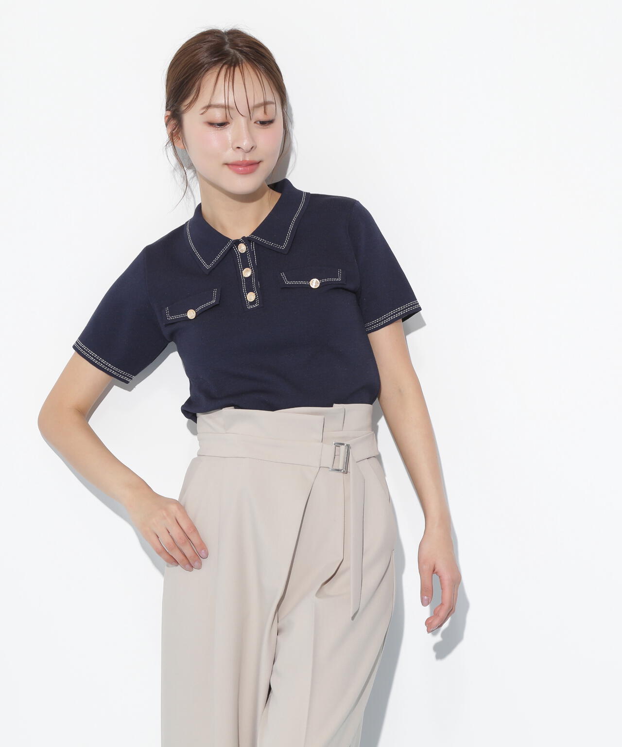 ステッチポロニット