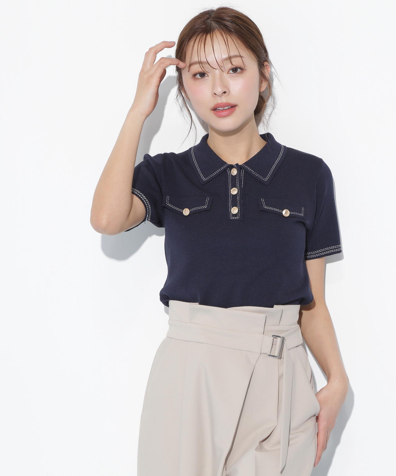 ステッチポロニット