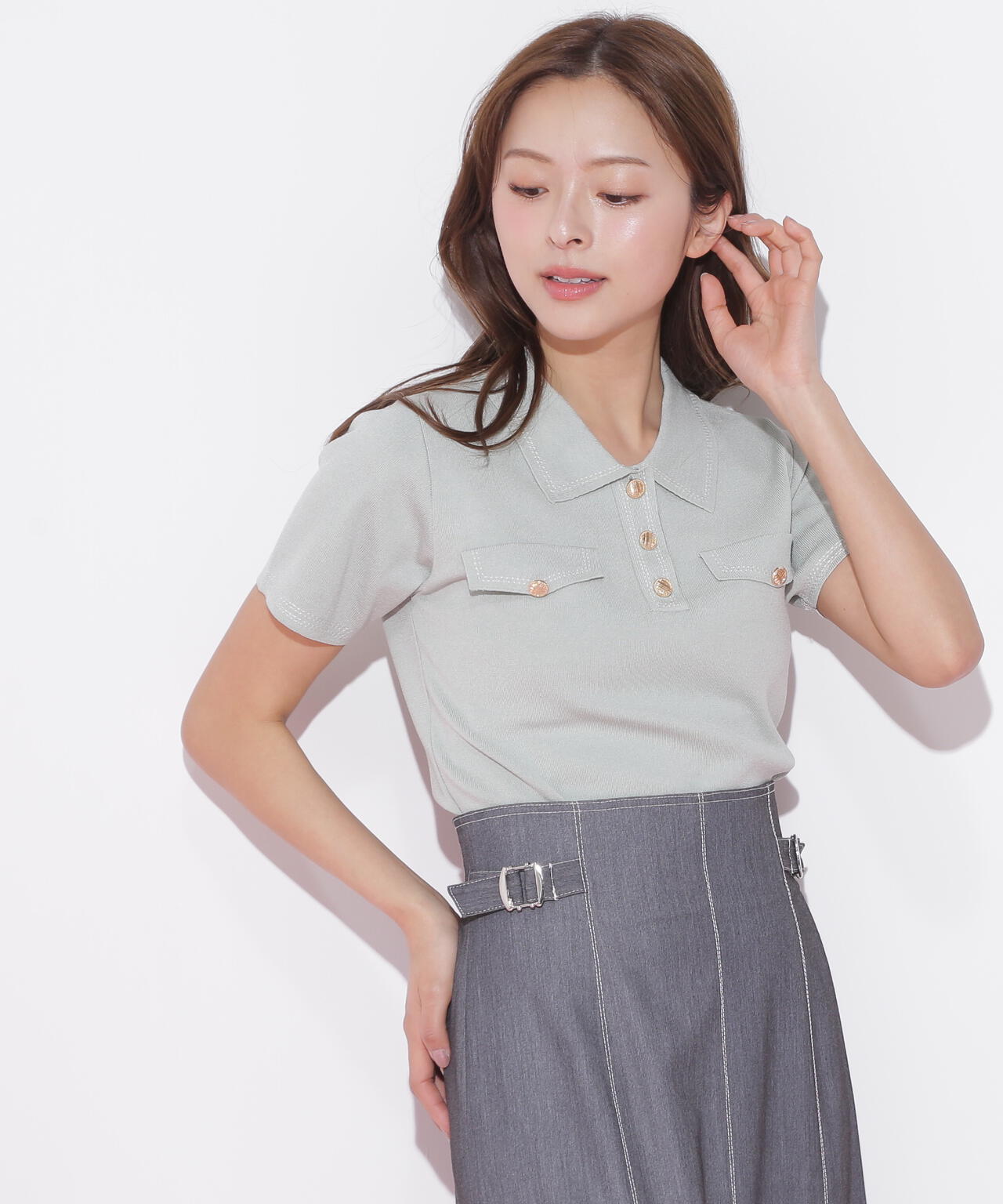 ステッチポロニット