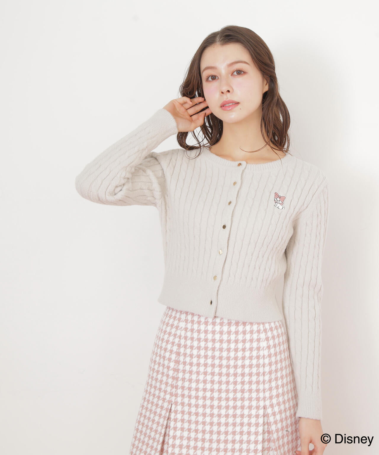 Disney Marie/シャギーケーブルカーディガン