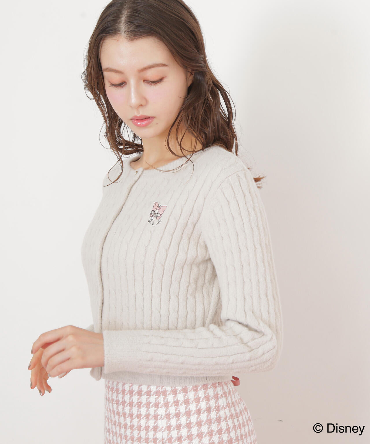 Disney Marie/シャギーケーブルカーディガン