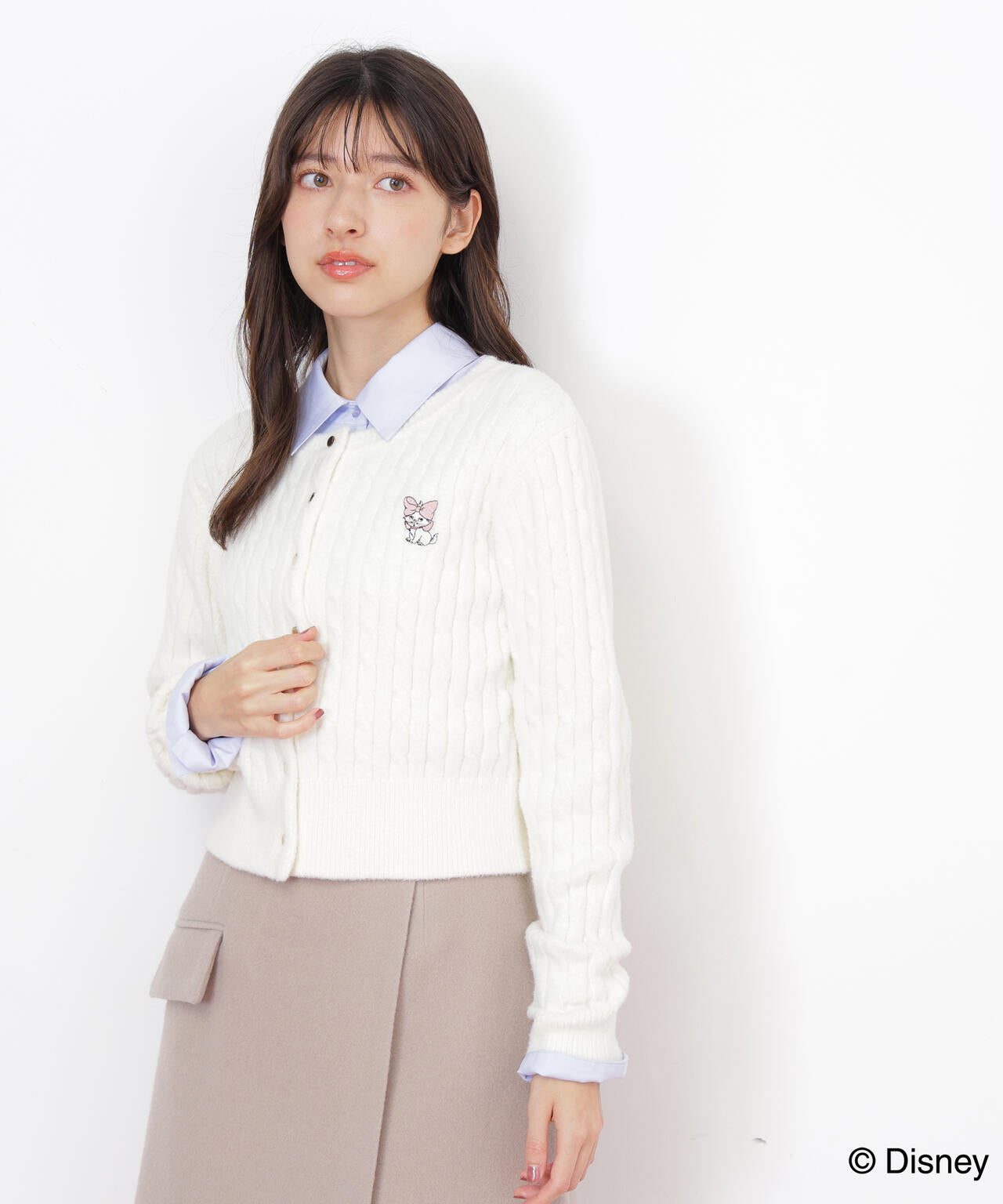 Disney Marie/シャギーケーブルカーディガン