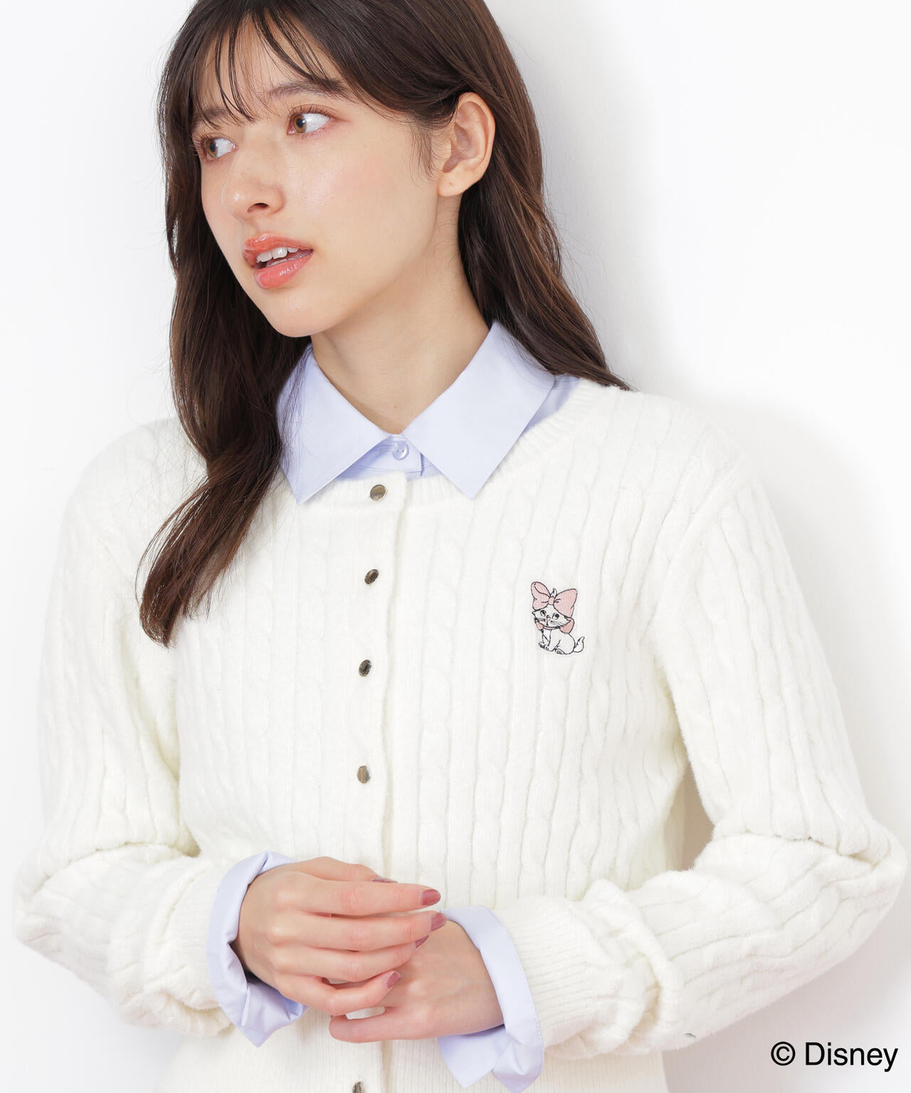 Disney Marie/シャギーケーブルカーディガン