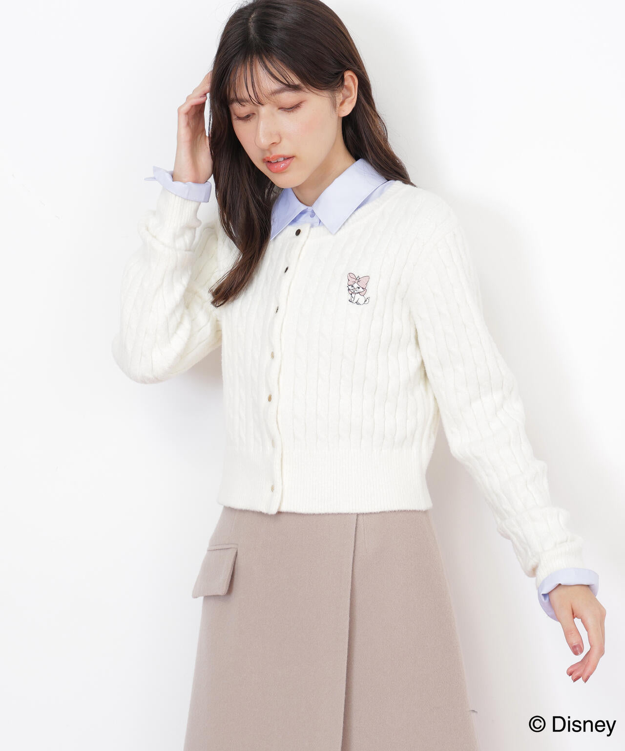 Disney Marie/シャギーケーブルカーディガン