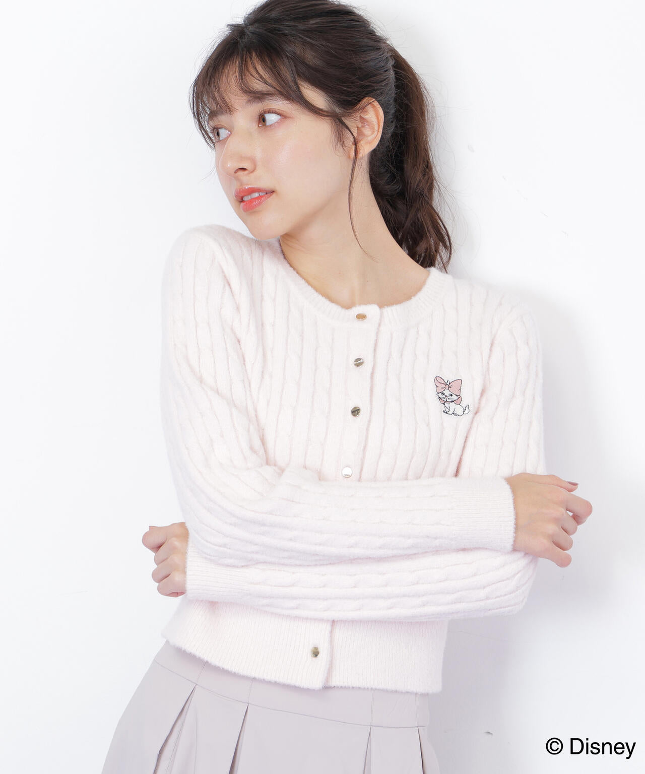 Disney Marie/シャギーケーブルカーディガン