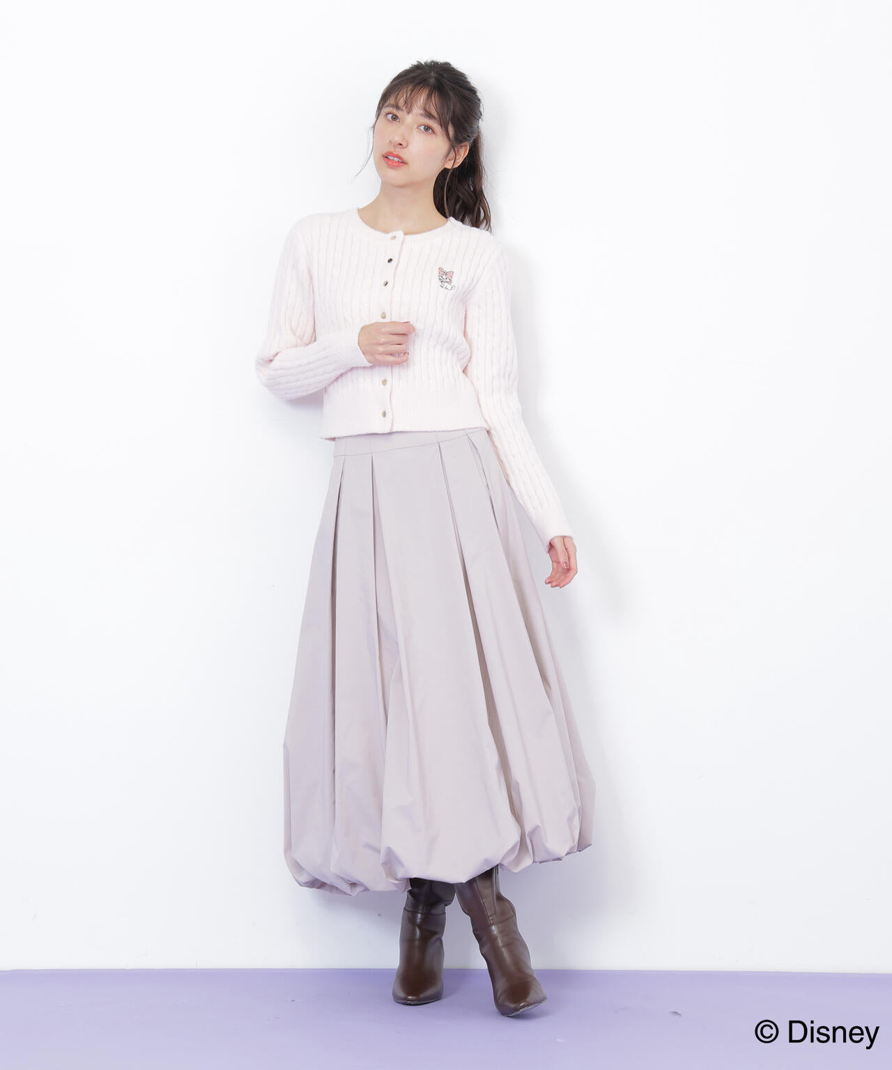 Disney Marie/シャギーケーブルカーディガン