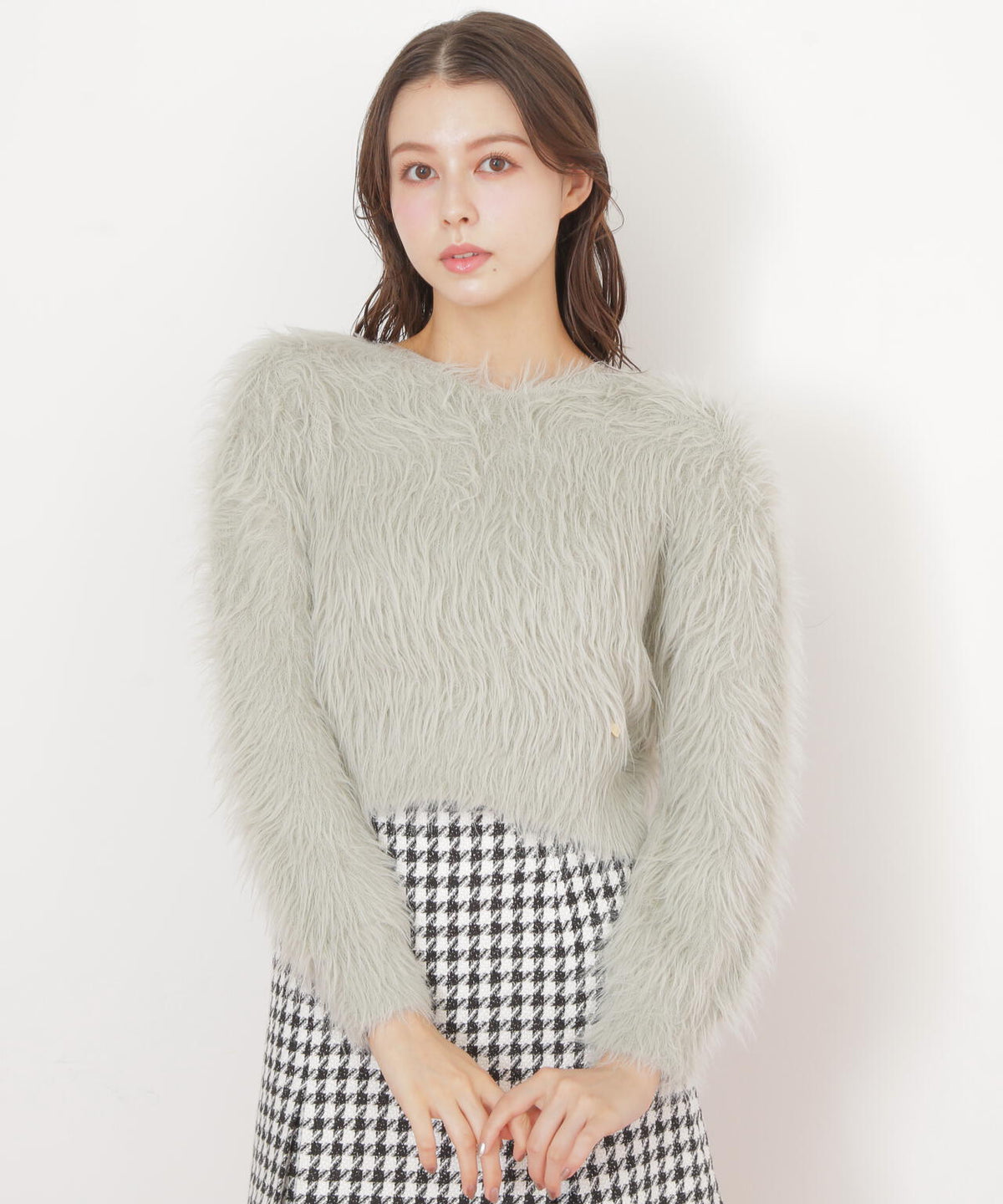 起毛ロングシャギーニット