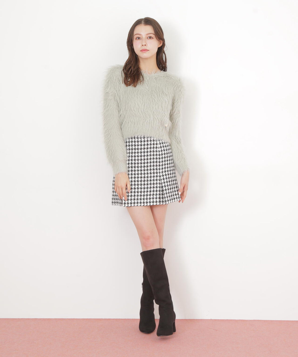 起毛ロングシャギーニット
