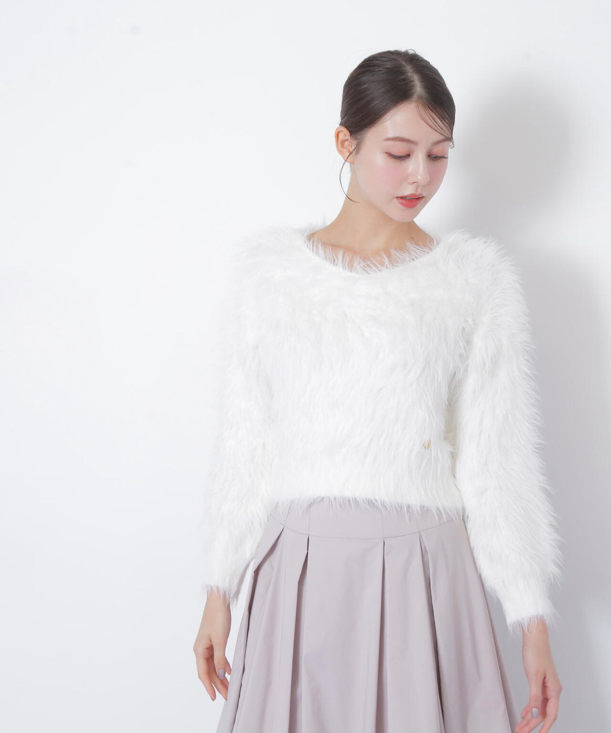 起毛ロングシャギーニット