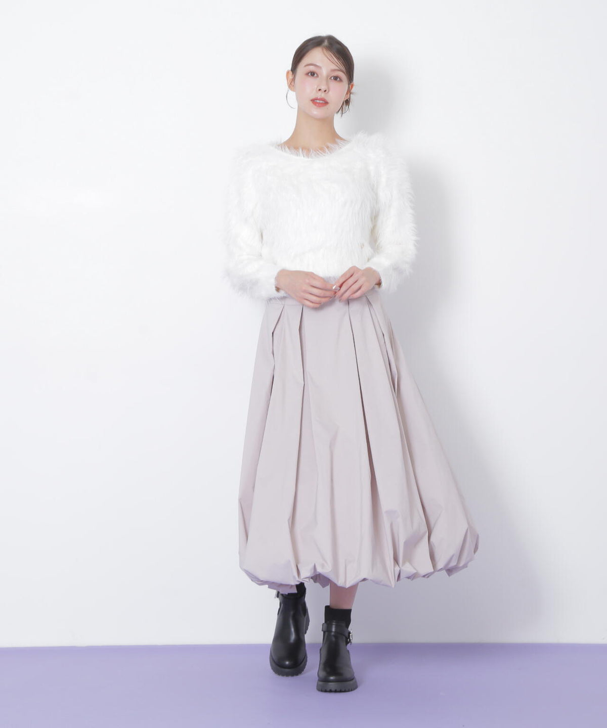 起毛ロングシャギーニット