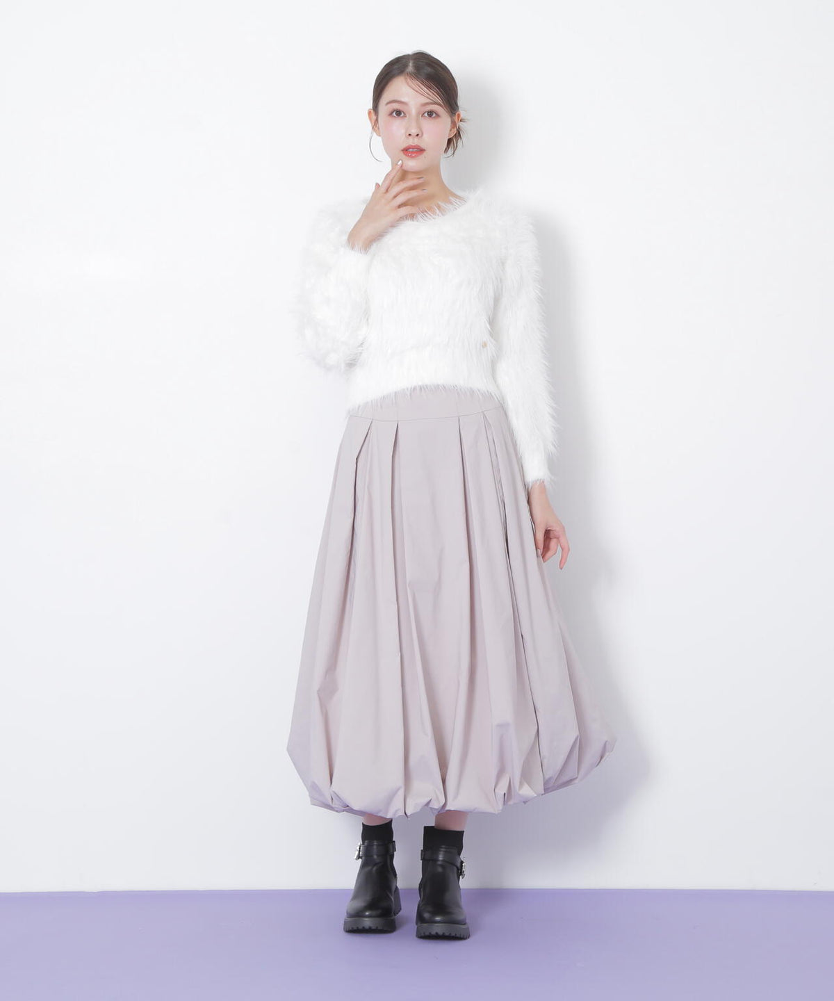 起毛ロングシャギーニット