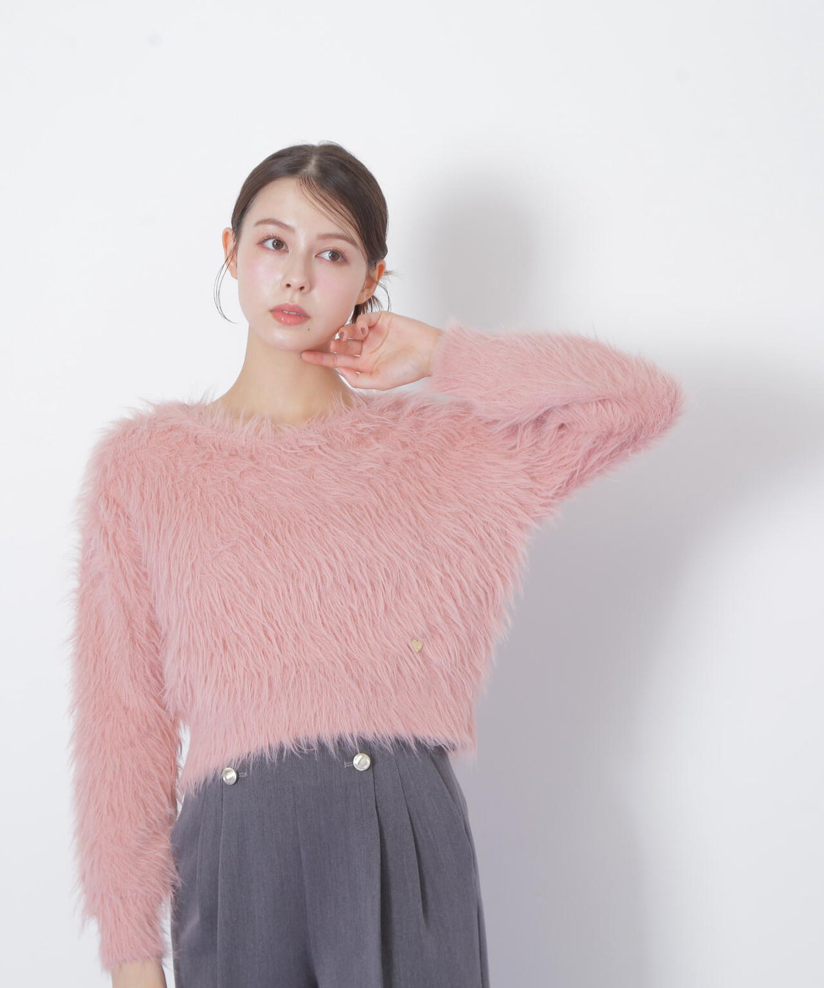 起毛ロングシャギーニット