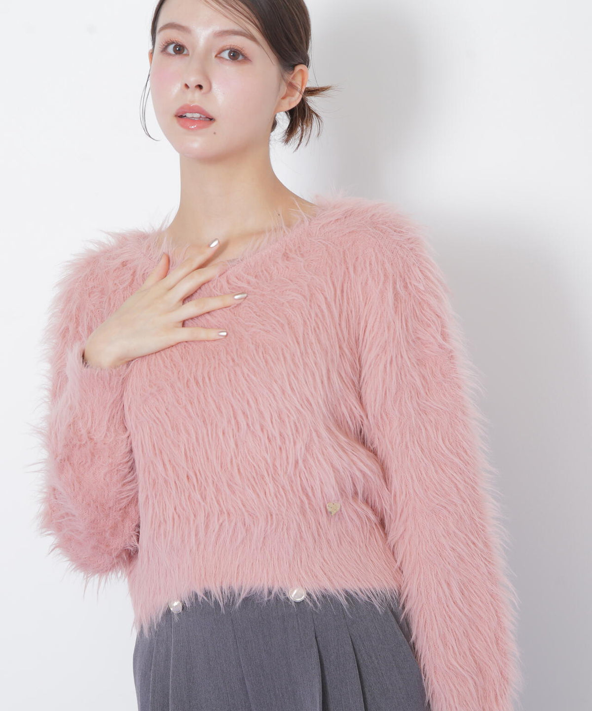 起毛ロングシャギーニット