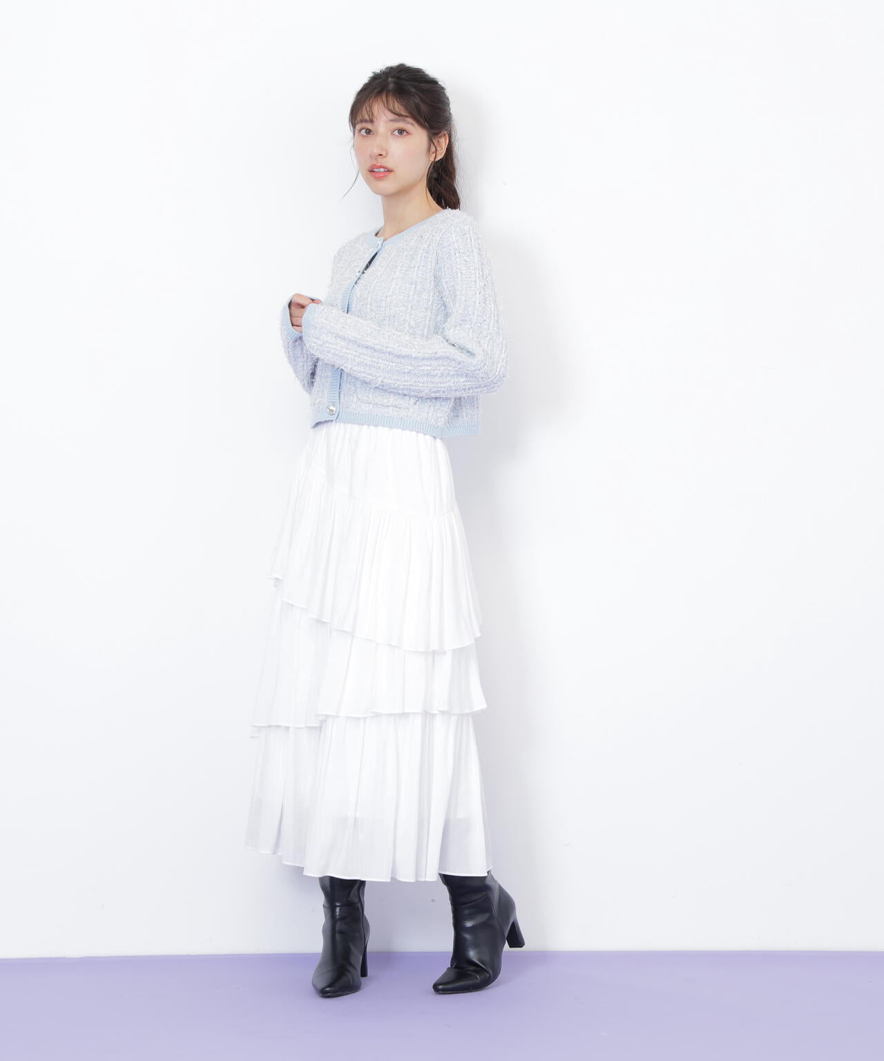 ラメツイードニットカーディガン