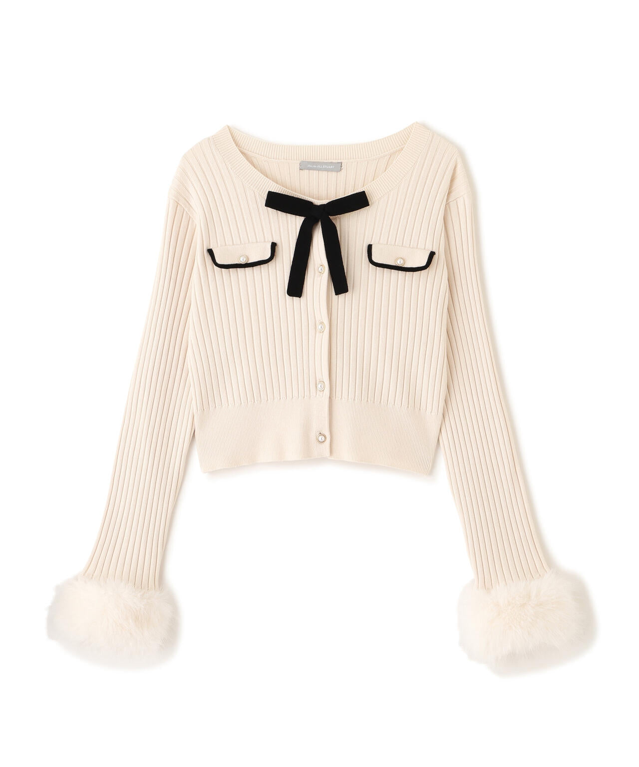 袖フェイクファーカーデトップス