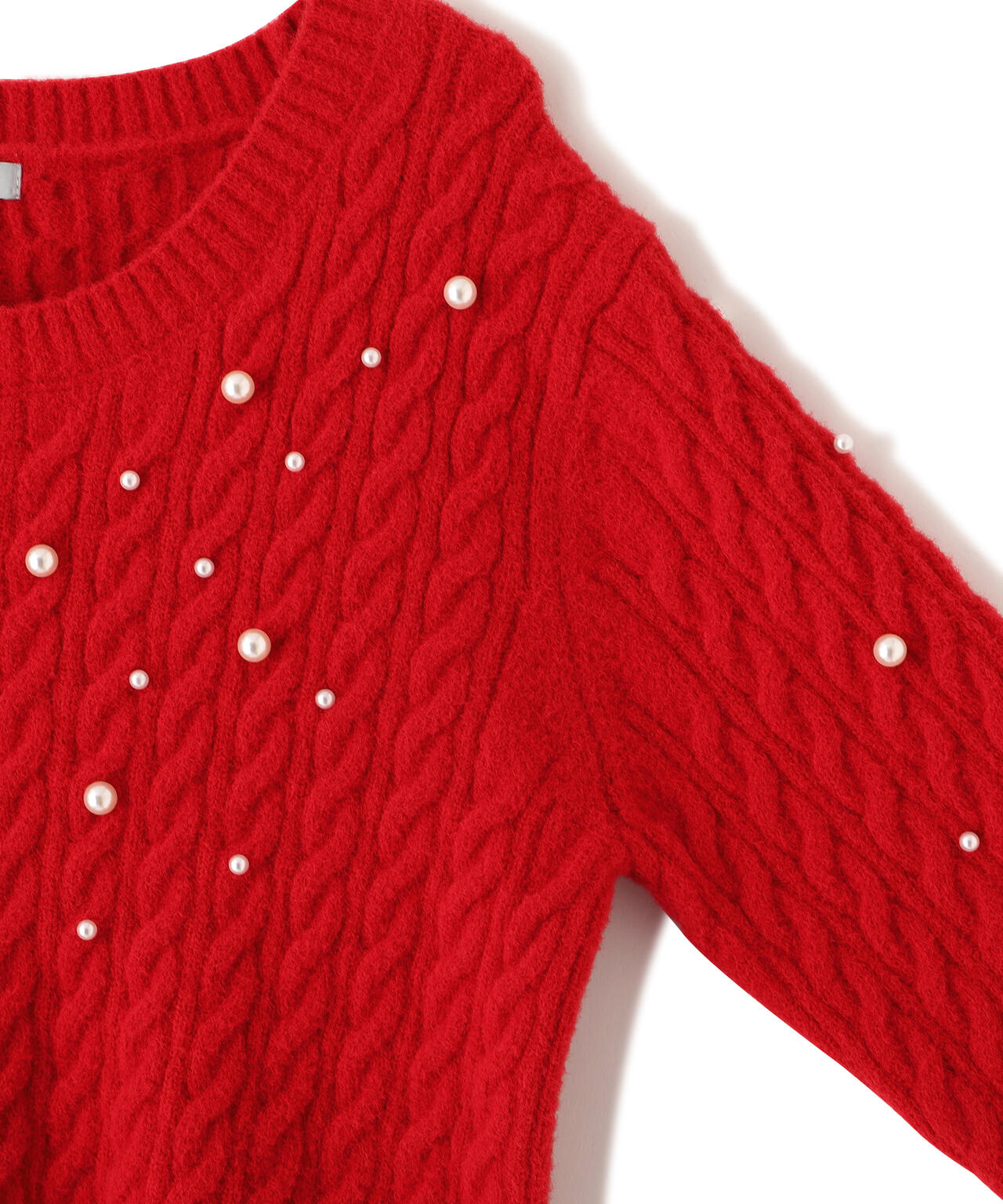 ランダムパールミニケーブルニット