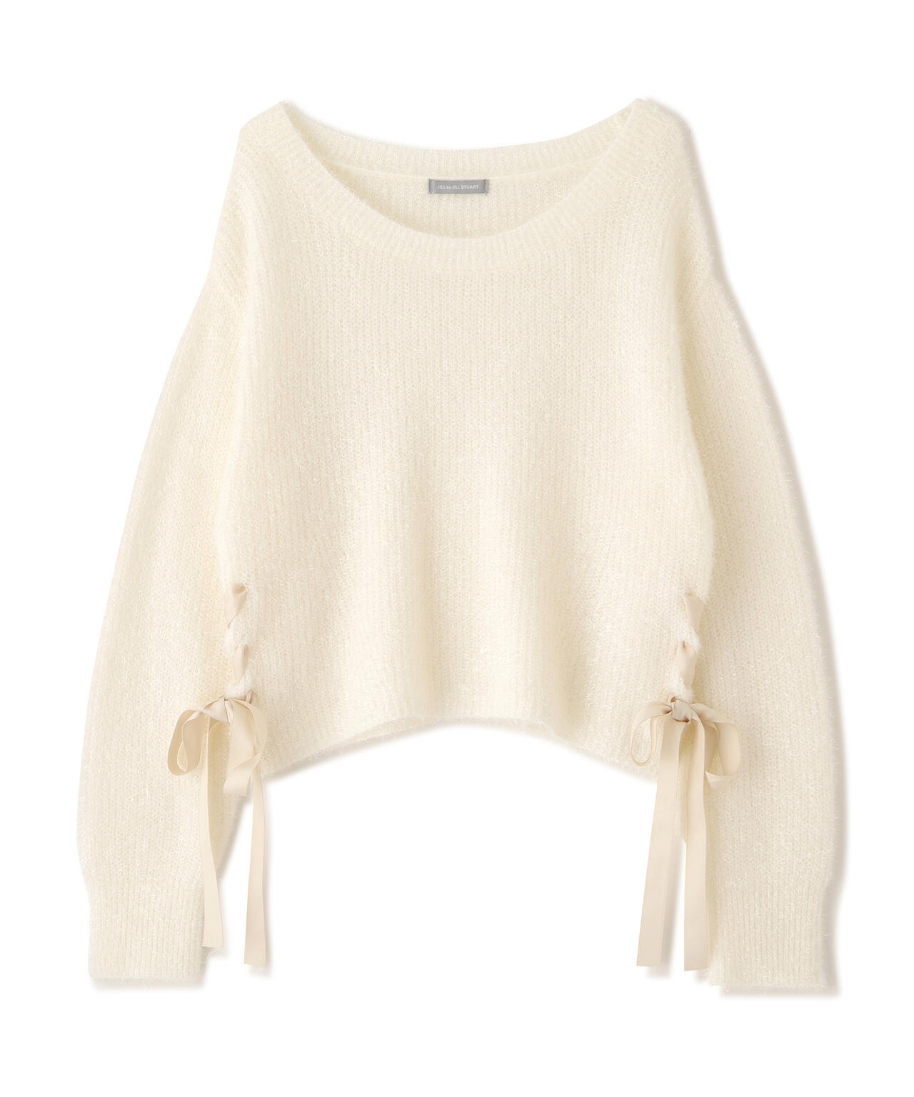 サイドリボンフィルムフェザーニット