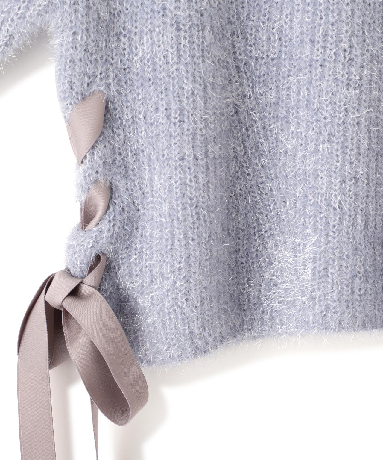 サイドリボンフィルムフェザーニット