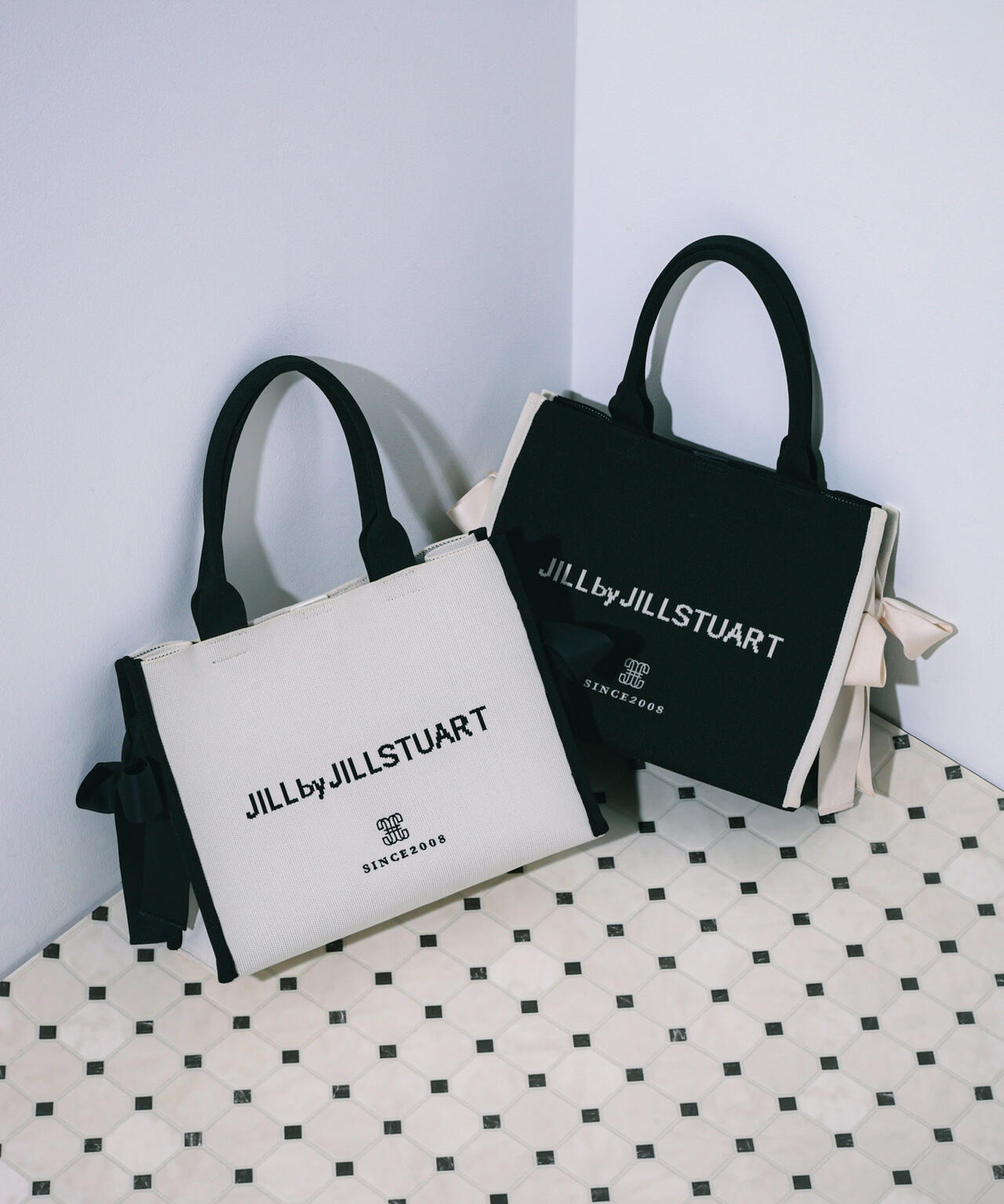 サイドリボンニットトートバッグ