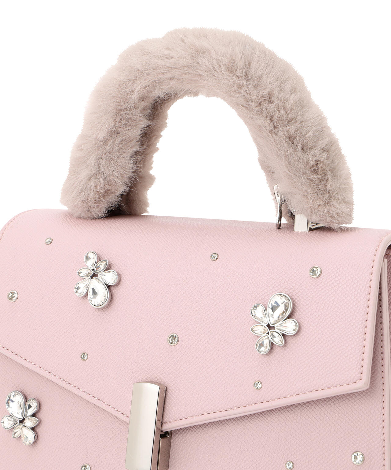 ランダムビジューファーハンドルバッグ