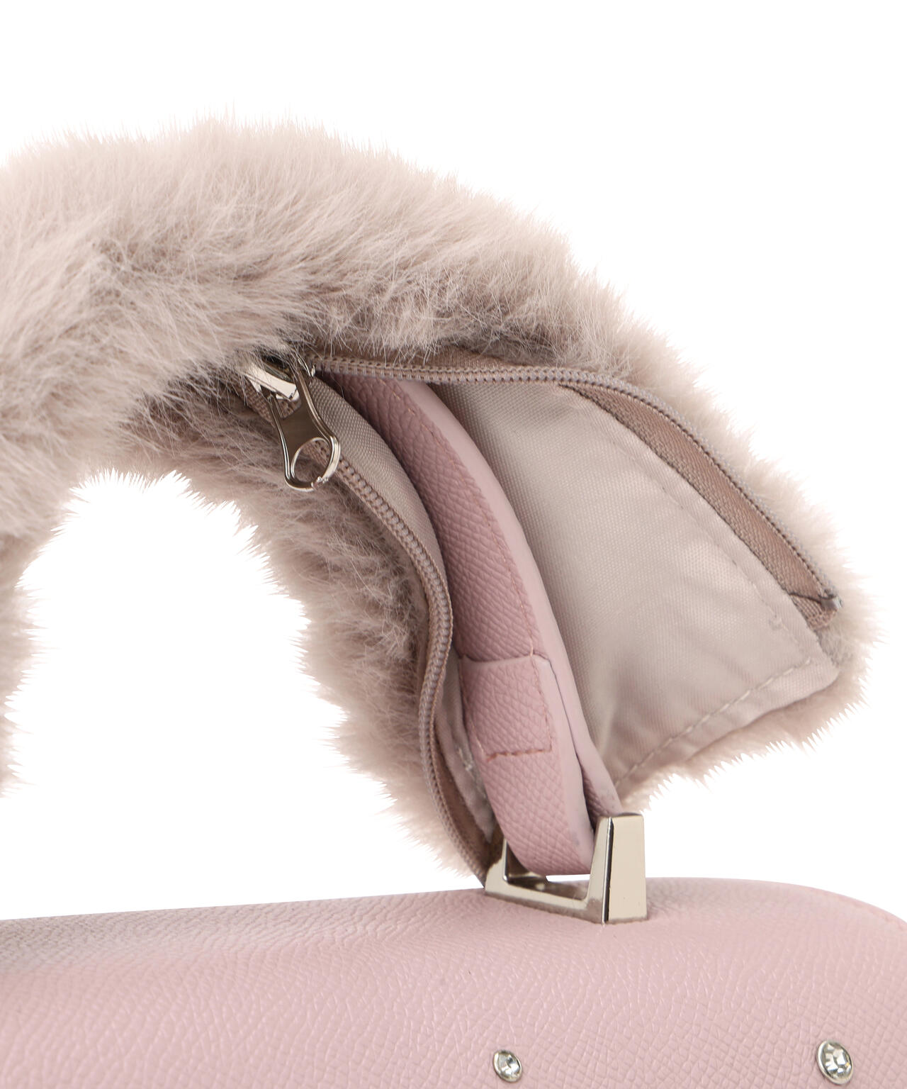 ランダムビジューファーハンドルバッグ